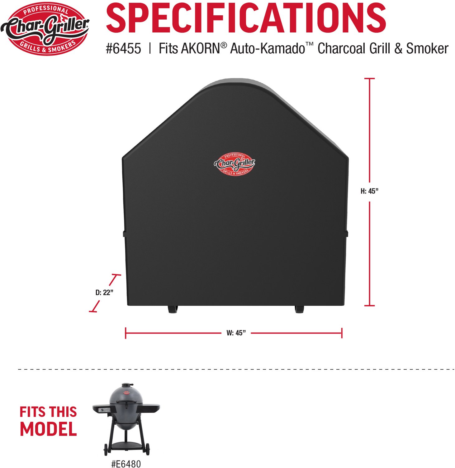 Char-Griller AKORN Auto-Kamada Grill Cover - view number 5