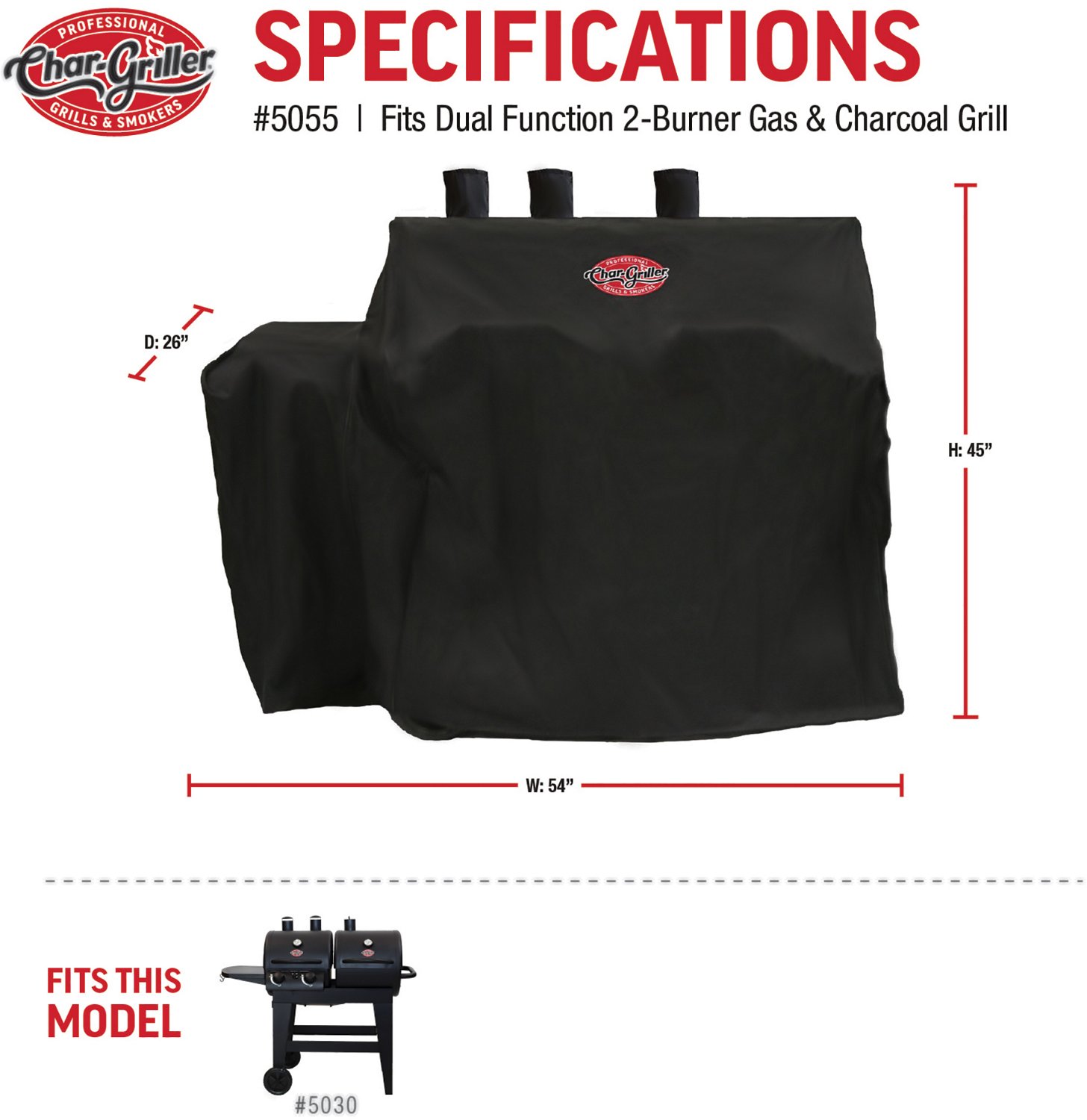 Char-Griller Dual Function Gas and Charcoal Grill Cover - view number 3