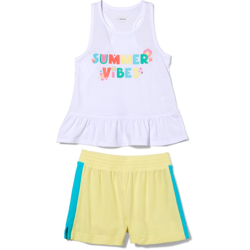 BCG Girls' (4-6X) Summer Vibes 2PC FT Short Set White, 5/6 Youth - Girl's Athletic Tops at Academy Sports