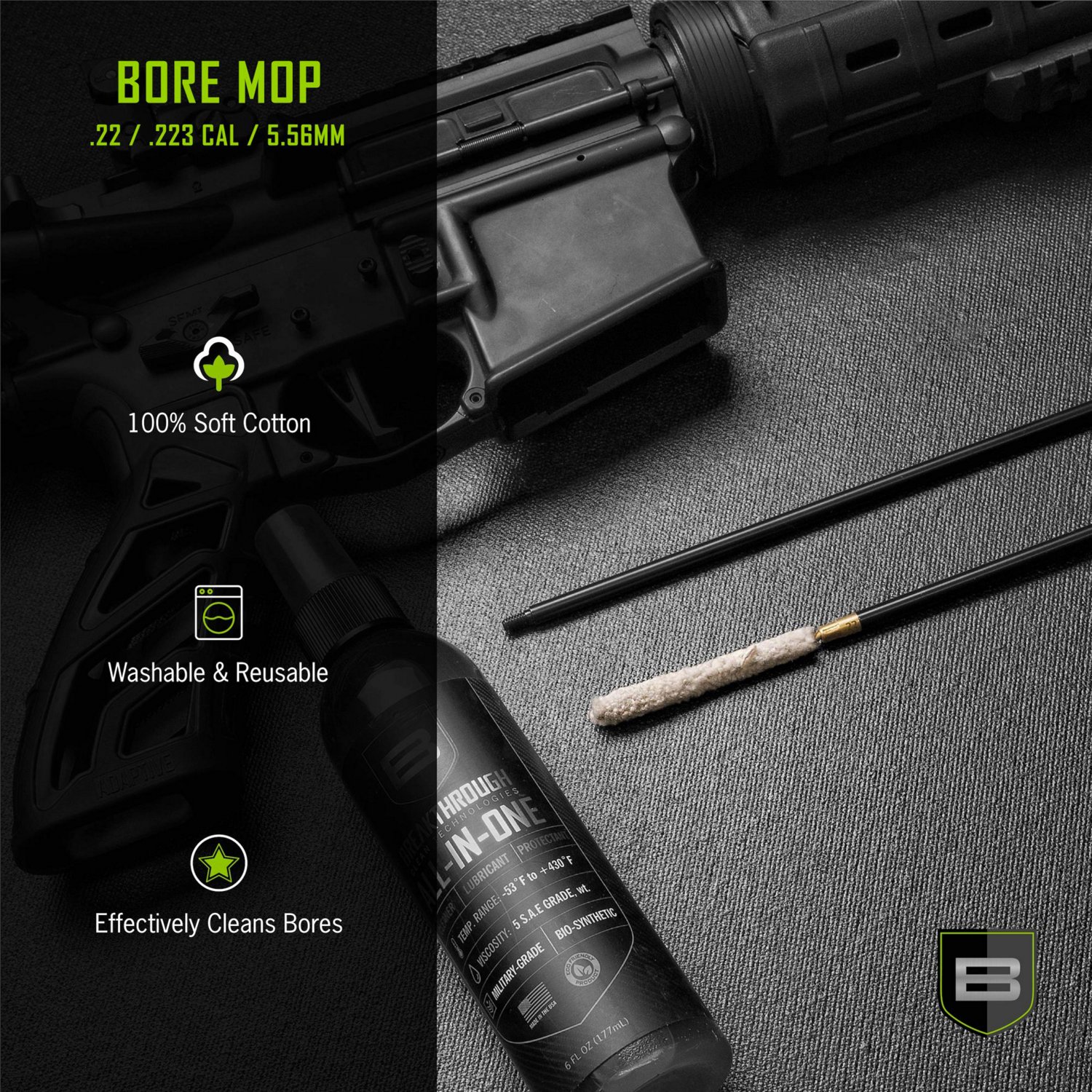 Breakthrough Clean Technologies .22, .223 Caliber and 5.56mm Bore Mop Cleaning Swabs                                             - view number 4