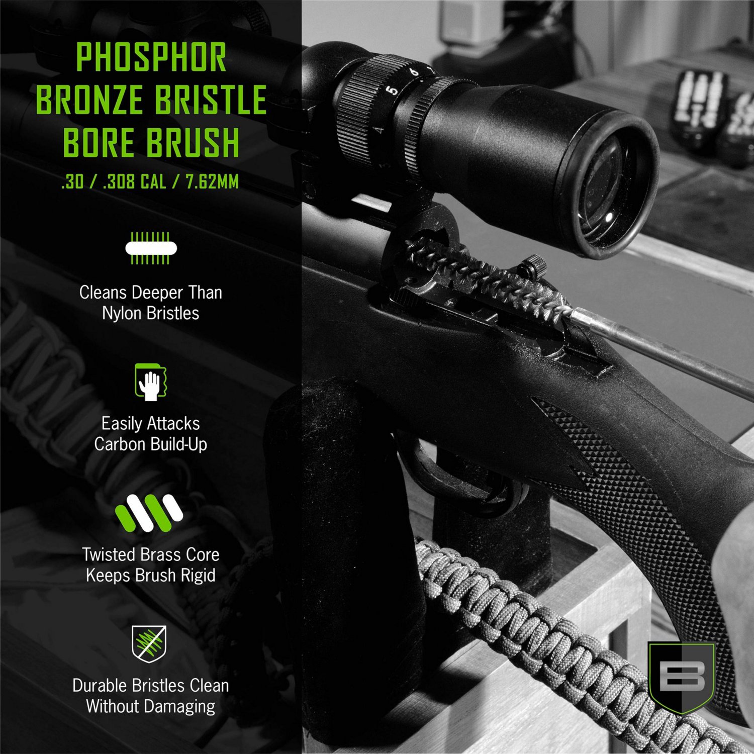 Breakthrough Clean Technologies .30/.308 Caliber and 7.62mm Phosphorus Bronze Bristle Bore Brush                                 - view number 4