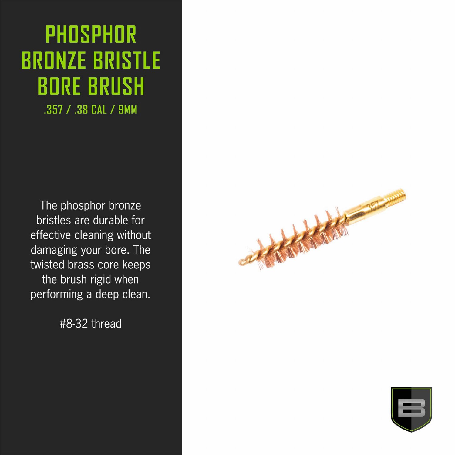Breakthrough Clean Technologies .357/.38 Caliber and 9mm Phosphorus Bronze Bristle Bore Brush                                    - view number 3