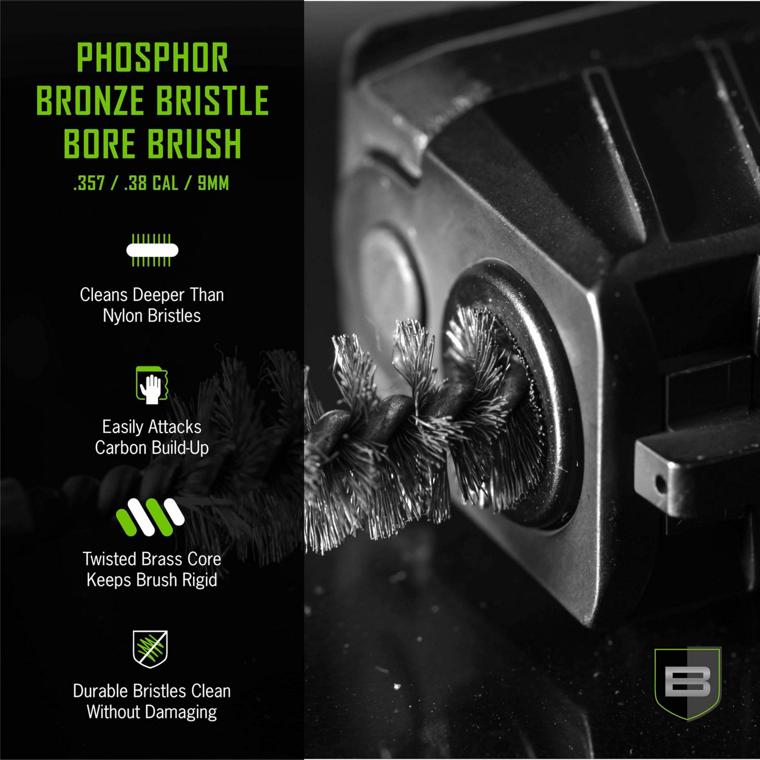 Breakthrough Clean Technologies .357/.38 Caliber and 9mm Phosphorus Bronze Bristle Bore Brush                                    - view number 4