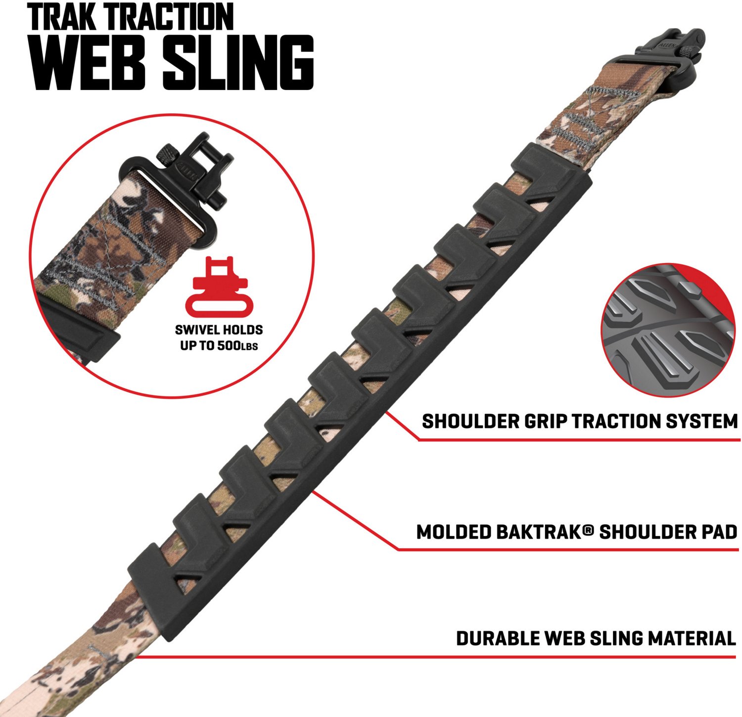 Allen Company Veil Terrain Trak Traction Web Rifle Sling with Swivels                                                            - view number 3