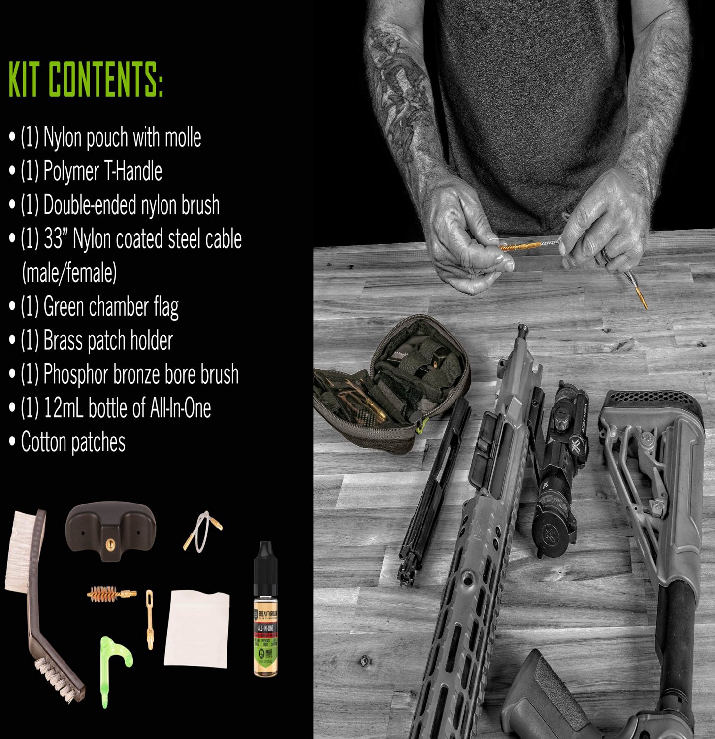 Breakthrough Clean Technologies Badge Series Pull-Through Cleaning Kit with Molle Pouch