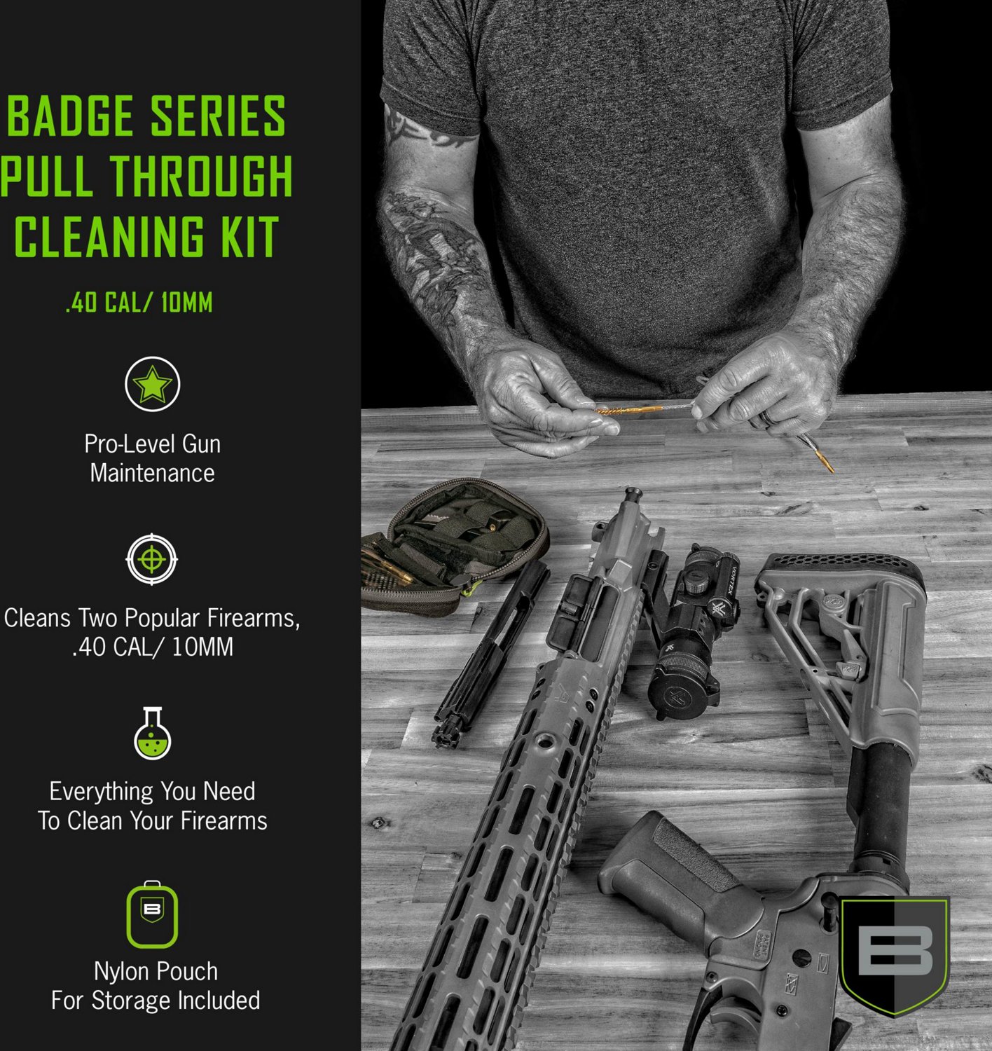 Breakthrough Clean Technologies Badge Series Pull-Through Cleaning Kit with Molle Pouch