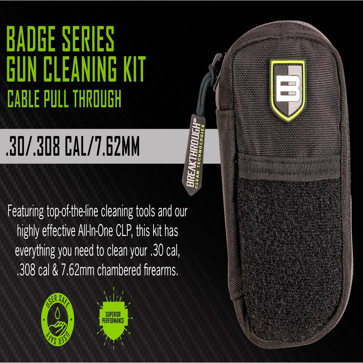 Breakthrough Clean Technologies Badge Series Pull-Through Cleaning Kit with Molle Pouch
