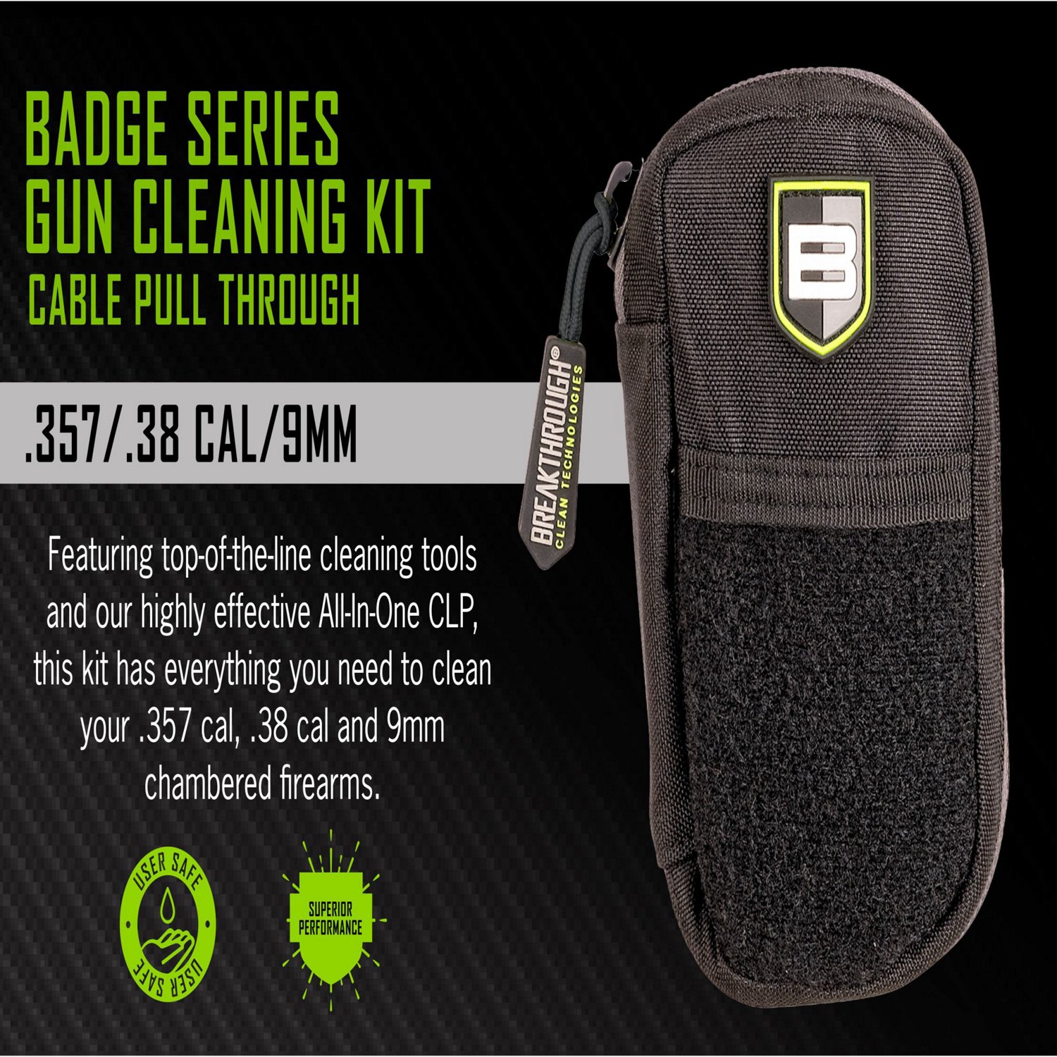 Breakthrough Clean Technologies Badge Series Pull-Through Cleaning Kit with Molle Pouch