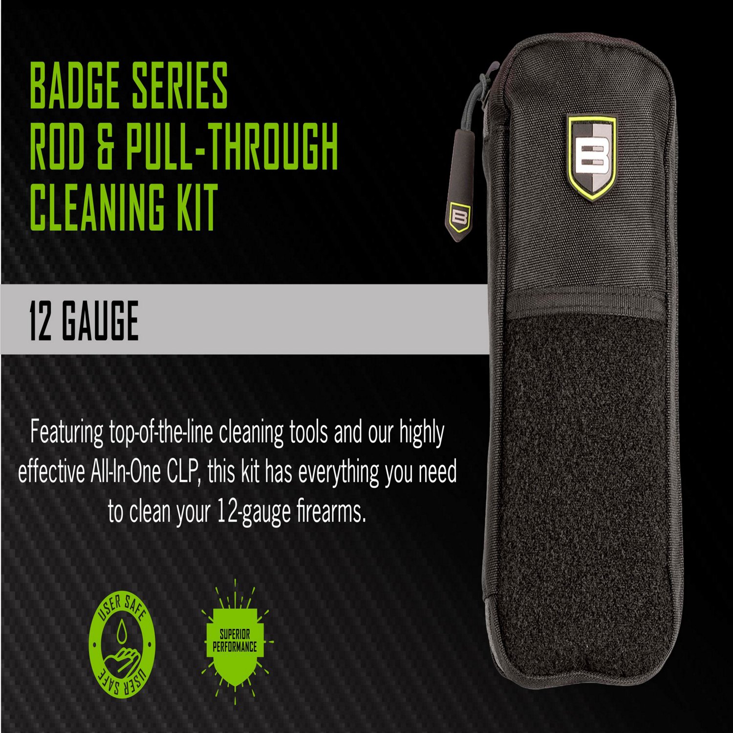 Breakthrough Clean Technologies Badge Series Rod and Pull-Through Cleaning Kit with Molle Pouch
