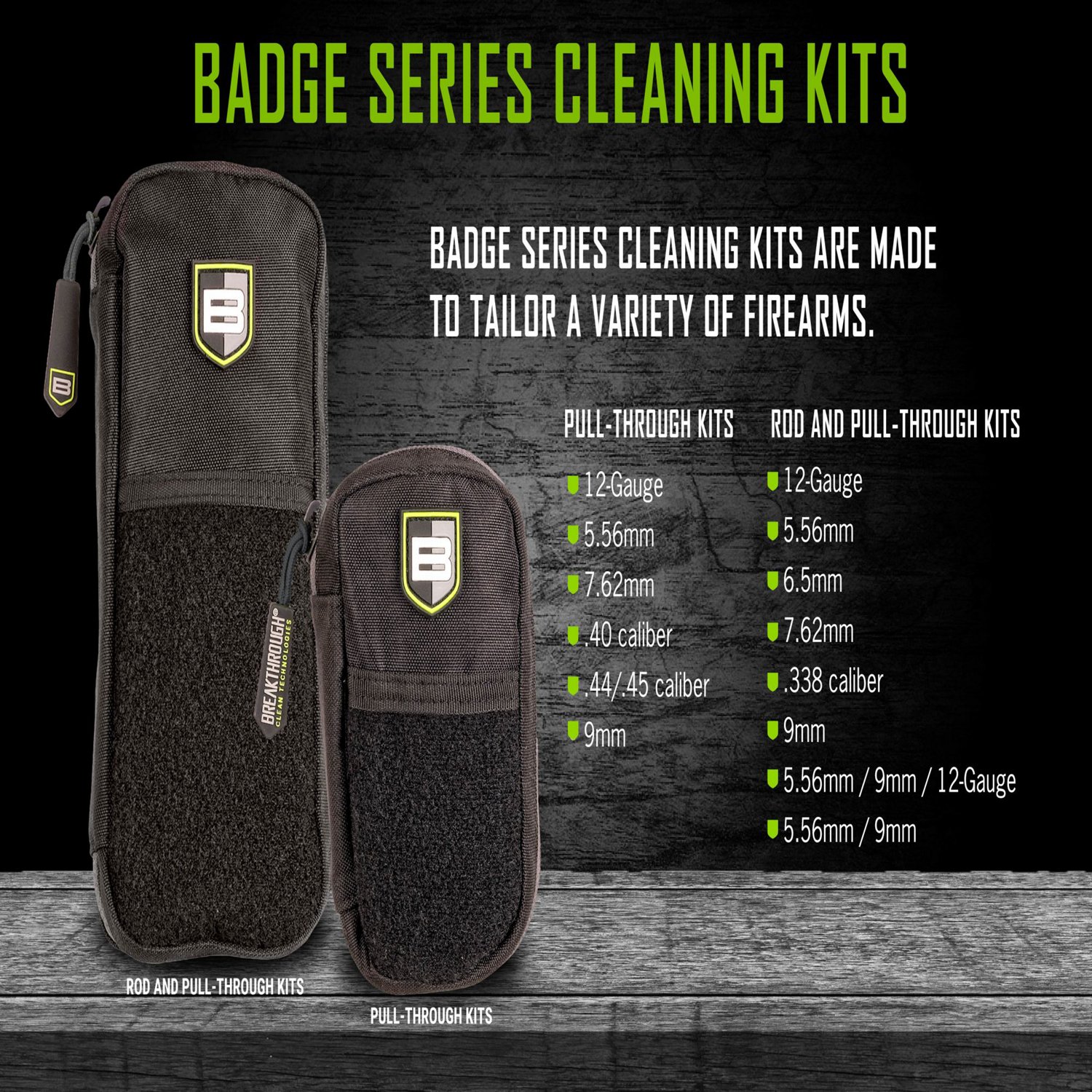 Breakthrough Clean Technologies Badge Series Rod and Pull-Through Cleaning Kit with Molle Pouch