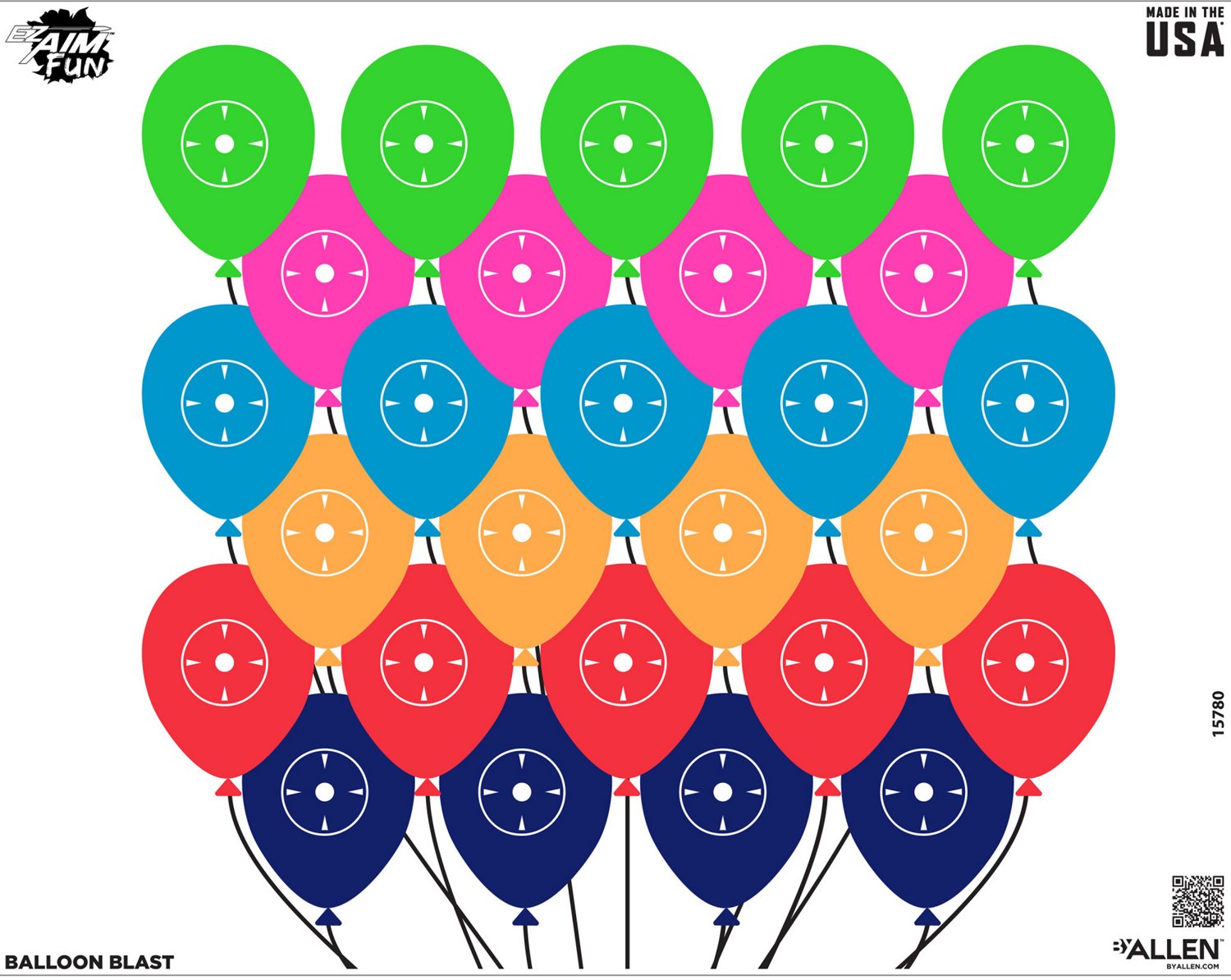 Allen Company EZ Aim FUN Balloon Blast Paper Shooting Targets 4-Pack