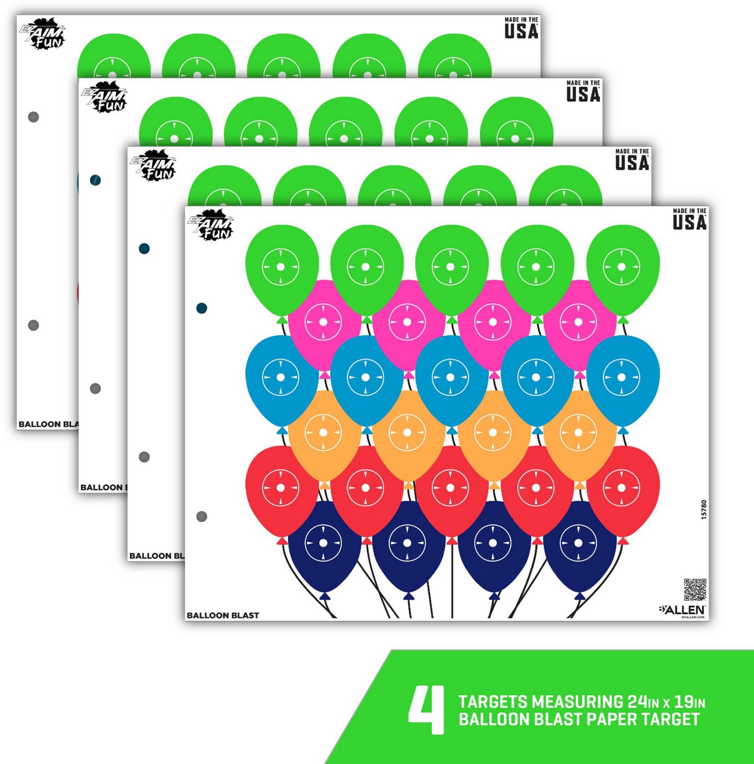 Allen Company EZ Aim FUN Balloon Blast Paper Shooting Targets 4-Pack - view number 3