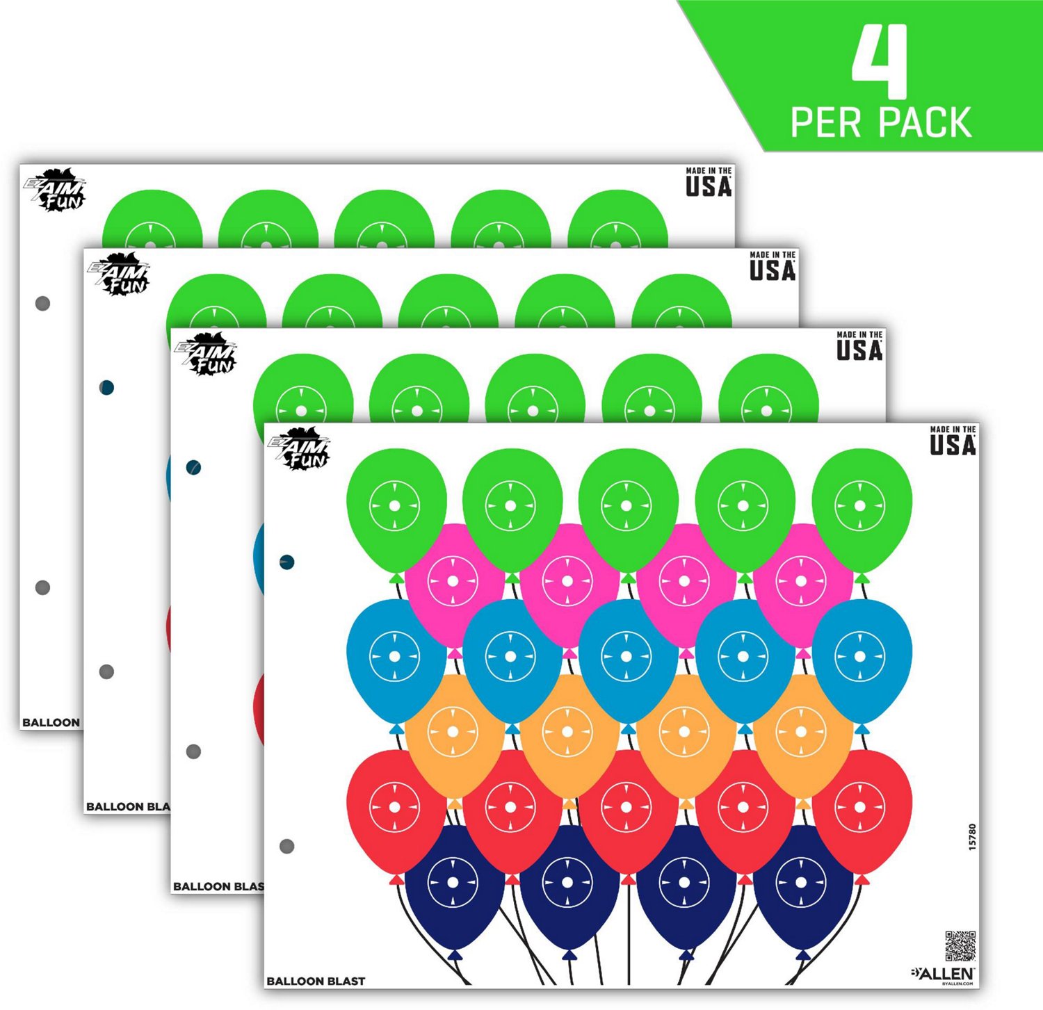 Allen Company EZ Aim FUN Balloon Blast Paper Shooting Targets 4-Pack - view number 4