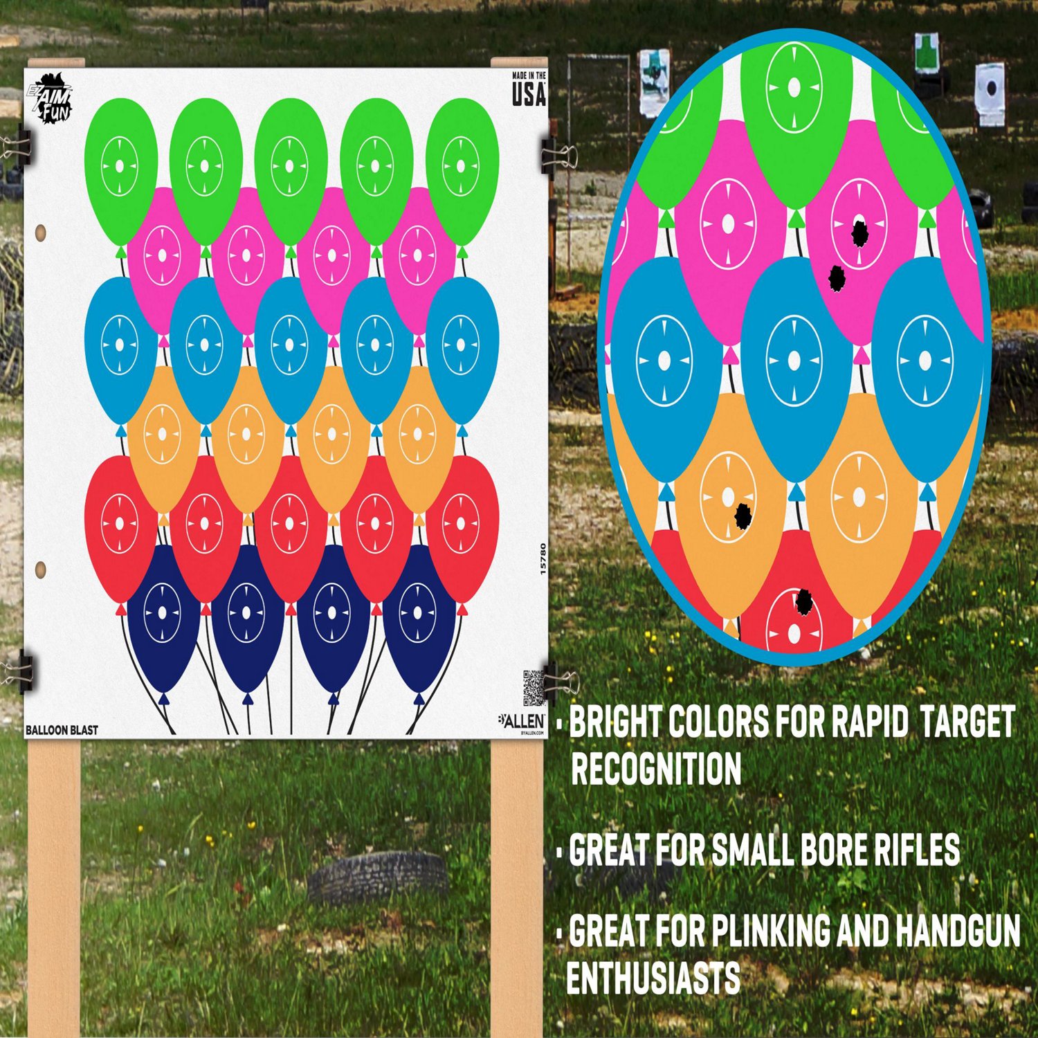 Allen Company EZ Aim FUN Balloon Blast Paper Shooting Targets 4-Pack