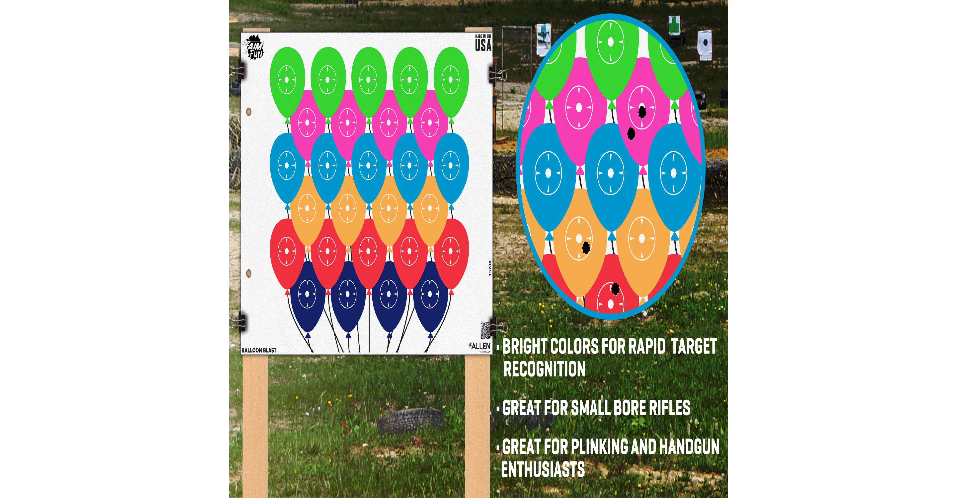 Allen Company EZ Aim FUN Balloon Blast Paper Shooting Targets 4-Pack