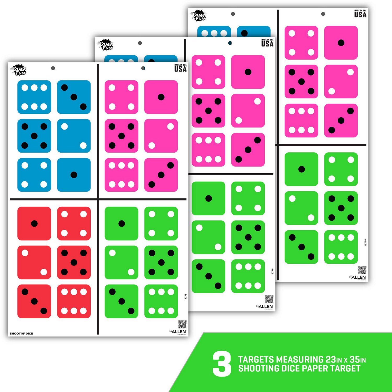 Allen Company EZ Aim FUN Shootin' Dice Paper Shooting Targets 3-Pack