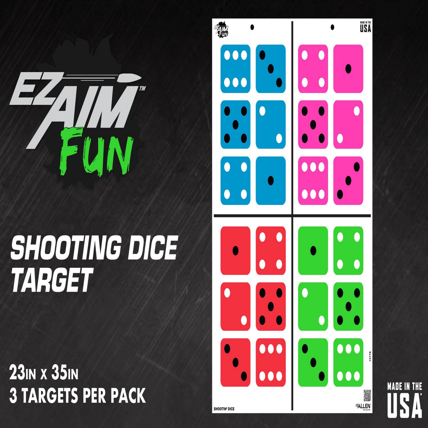 Allen Company EZ Aim FUN Shootin' Dice Paper Shooting Targets 3-Pack                                                             - view number 8
