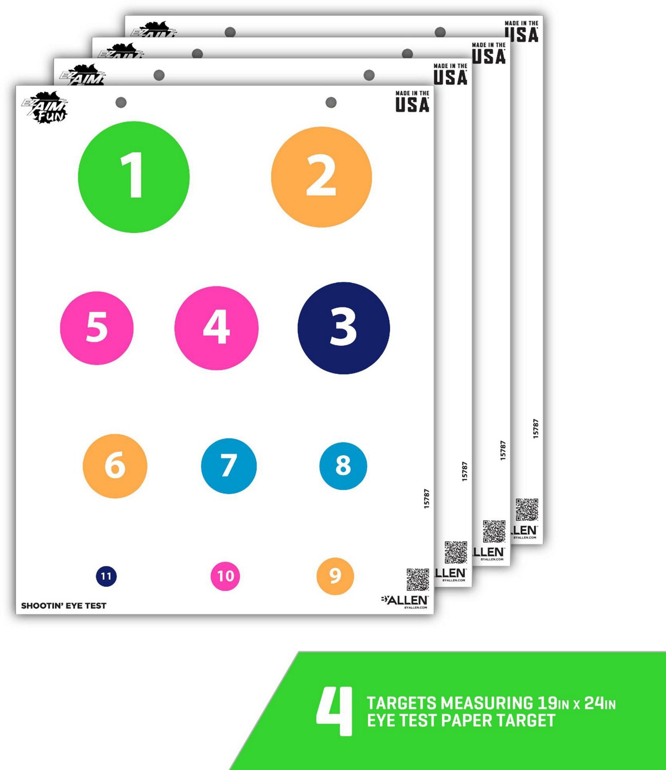 Allen Company EZ Aim FUN Shootin' Eye Test Paper Shooting Targets 4-Pack                                                         - view number 3