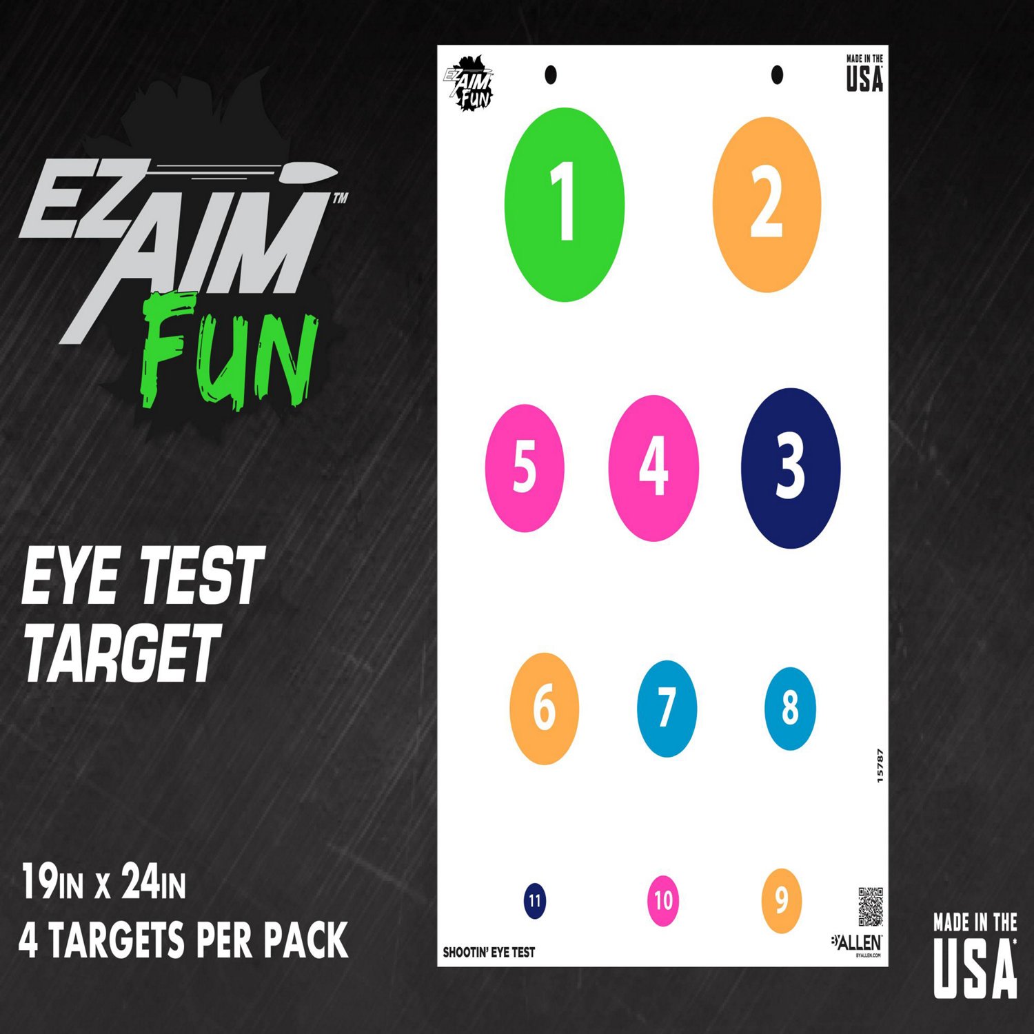 Allen Company EZ Aim FUN Shootin' Eye Test Paper Shooting Targets 4-Pack