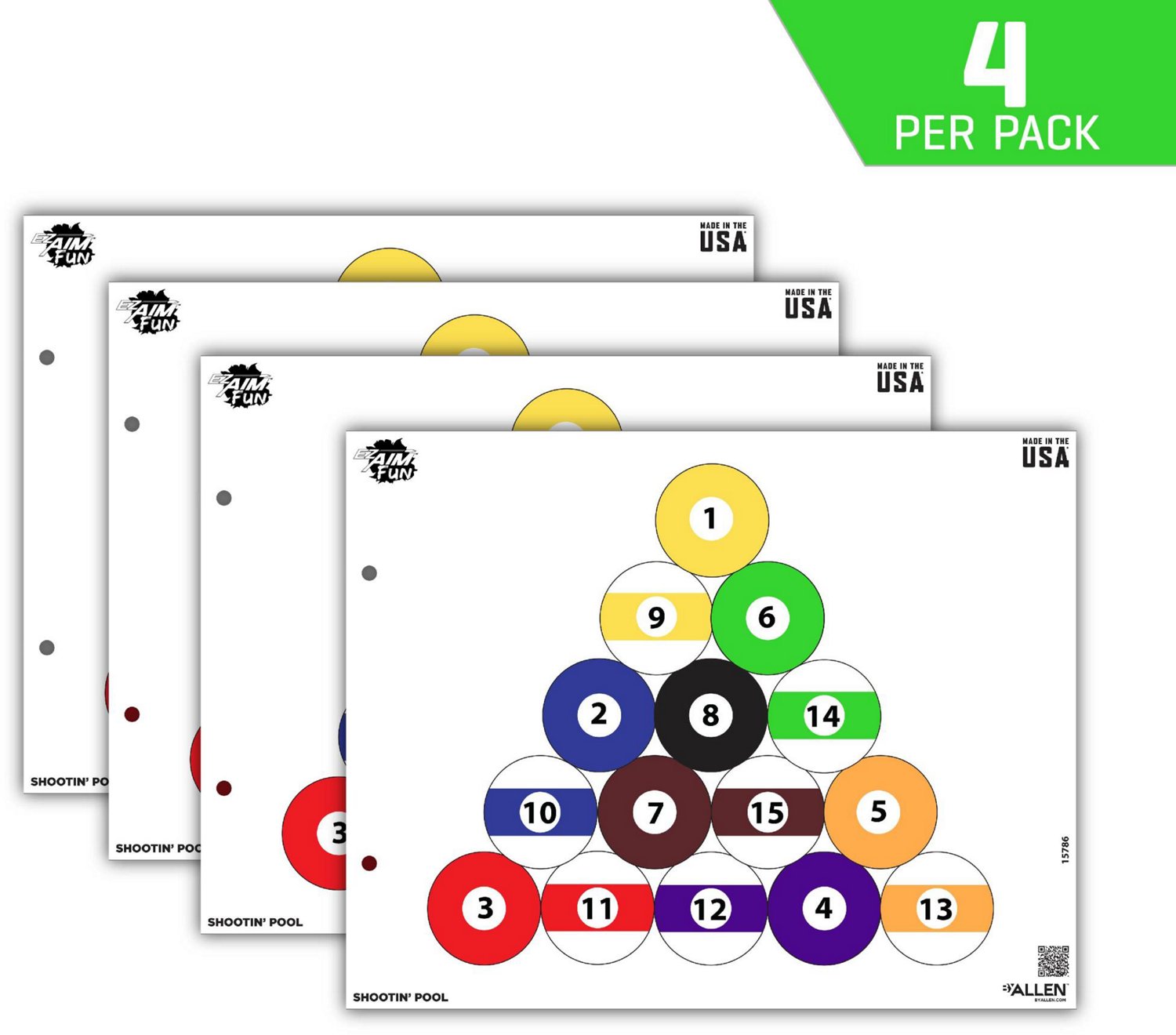 Allen Company EZ Aim FUN Shootin' Pool Paper Shooting Targets 4-Pack                                                             - view number 4