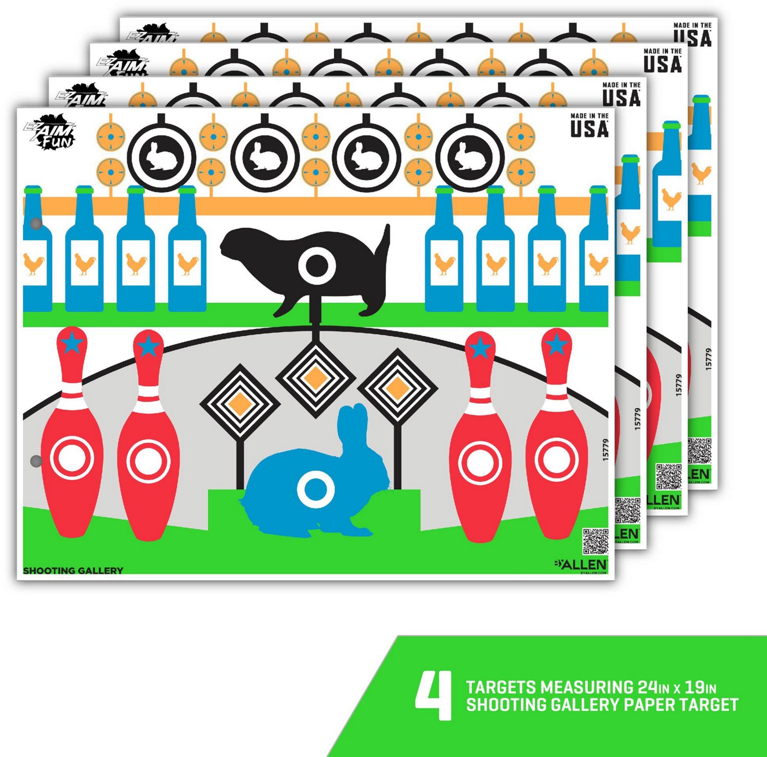 Allen Company EZ Aim FUN Shooting Gallery Paper Shooting Targets 4-Pack - view number 3