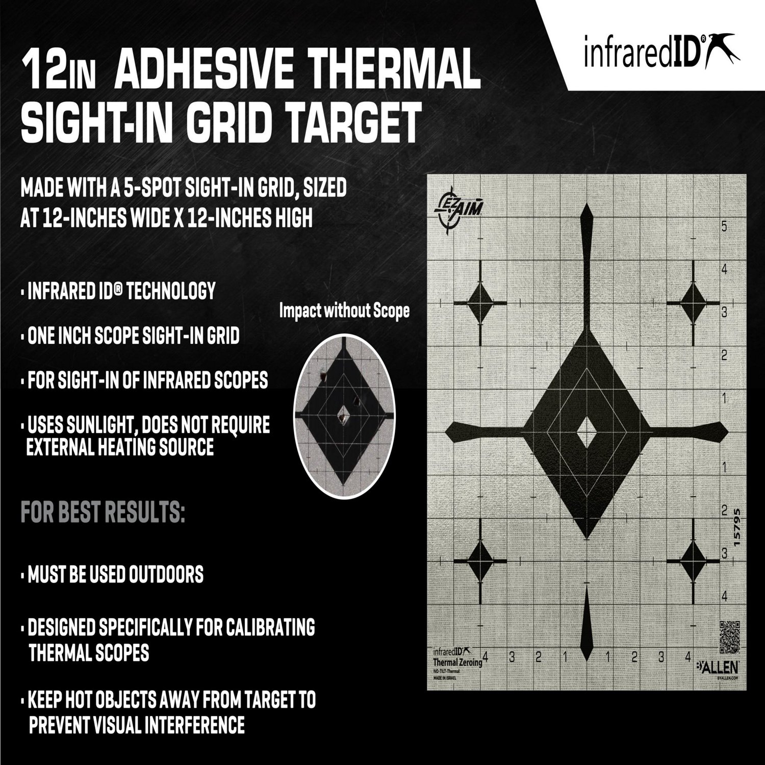 Allen Company EZ Aim Thermal ID Grid Bullseye Paper Target