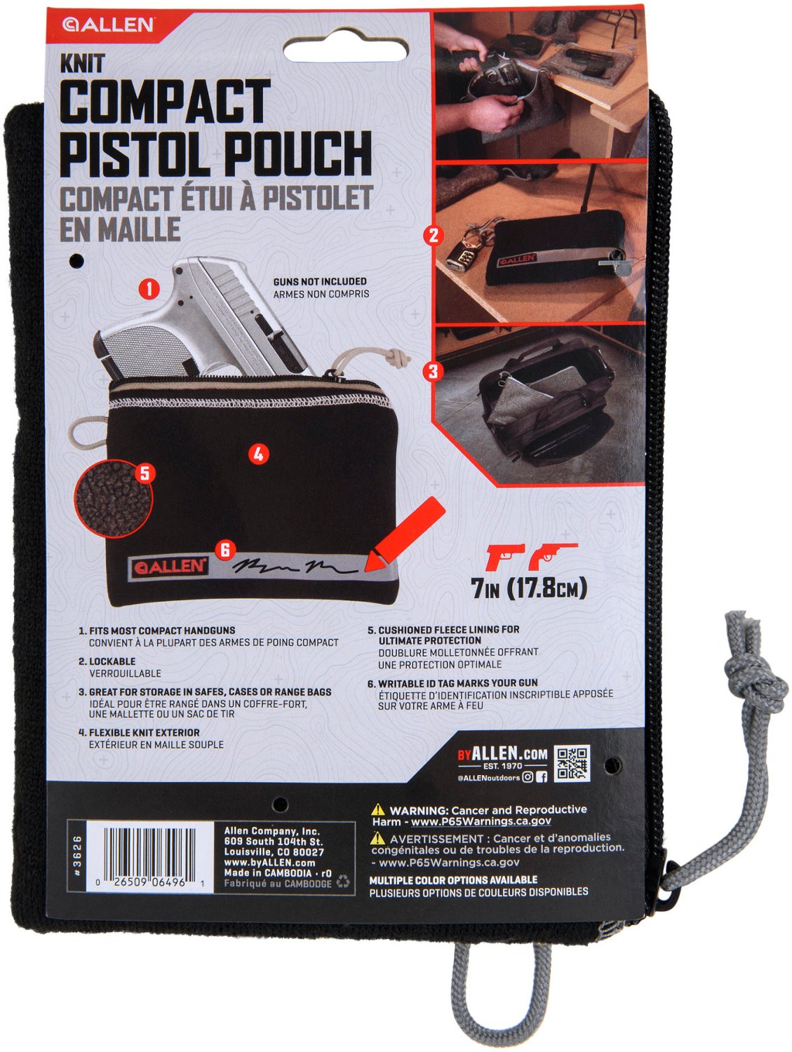 Allen Company Lockable 5 to 7 Handgun Storage Pouch with Writeable ID Label