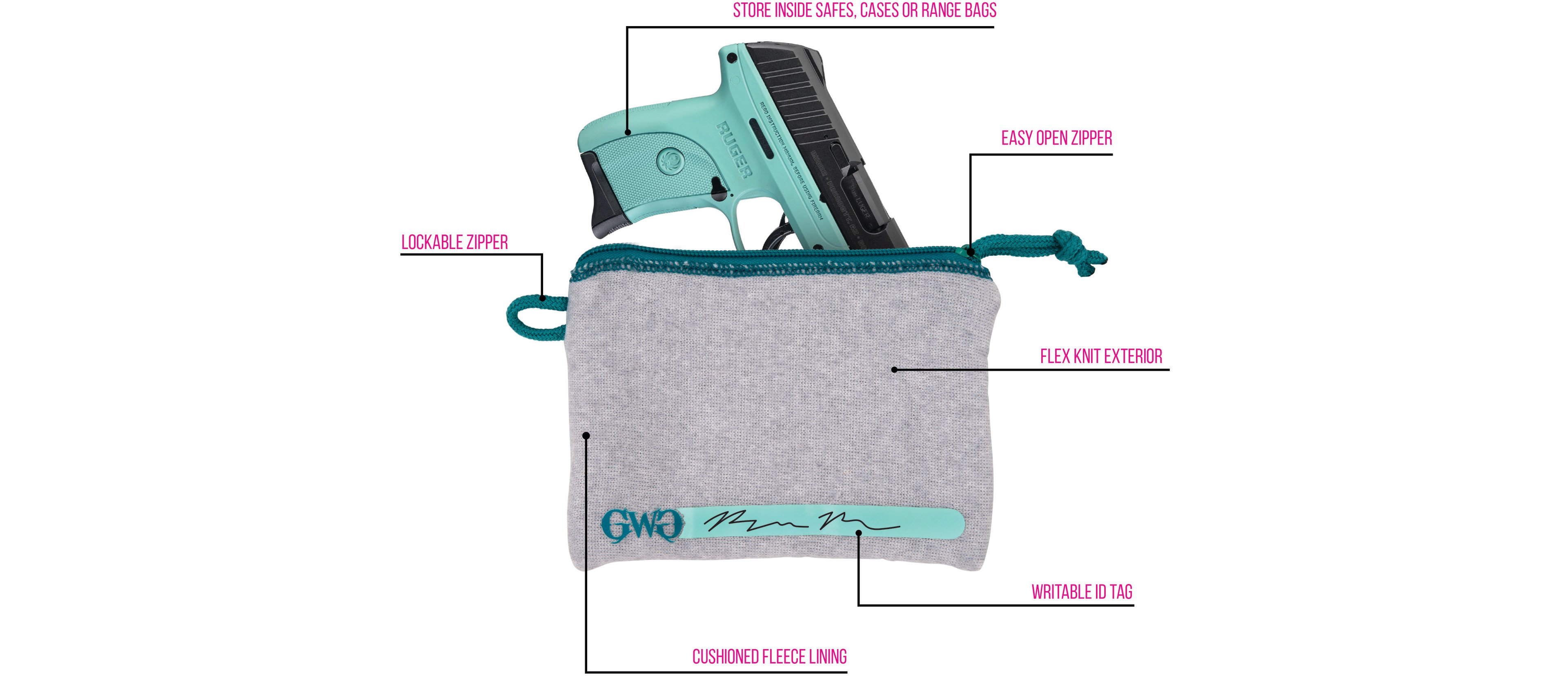 Girls With Guns Lockable Handgun Storage Pouch with Writable ID Label