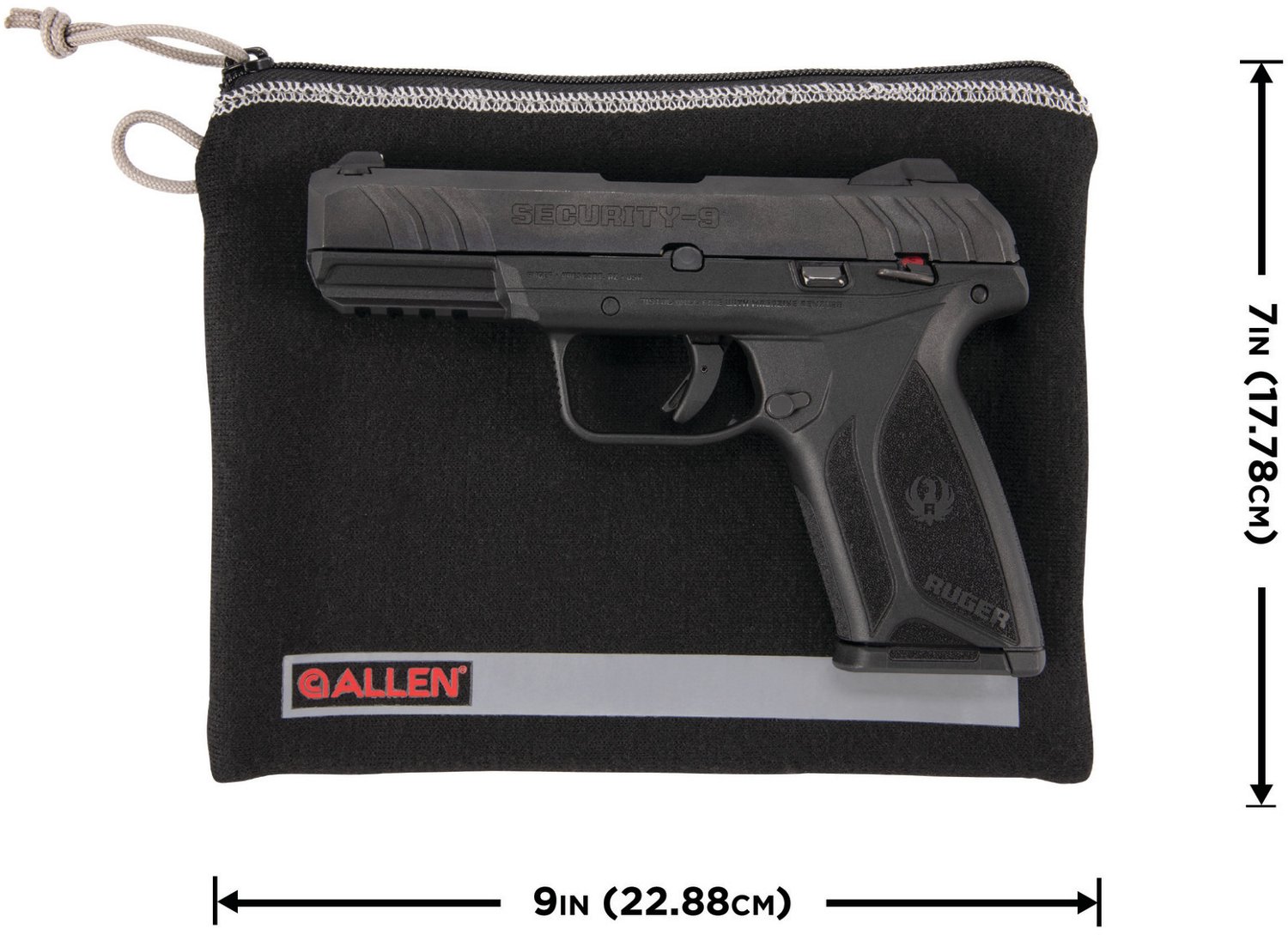 Allen Company Full-Size 7 in to 9 in Lockable Handgun Storage Pouch with Writeable ID Label - view number 2