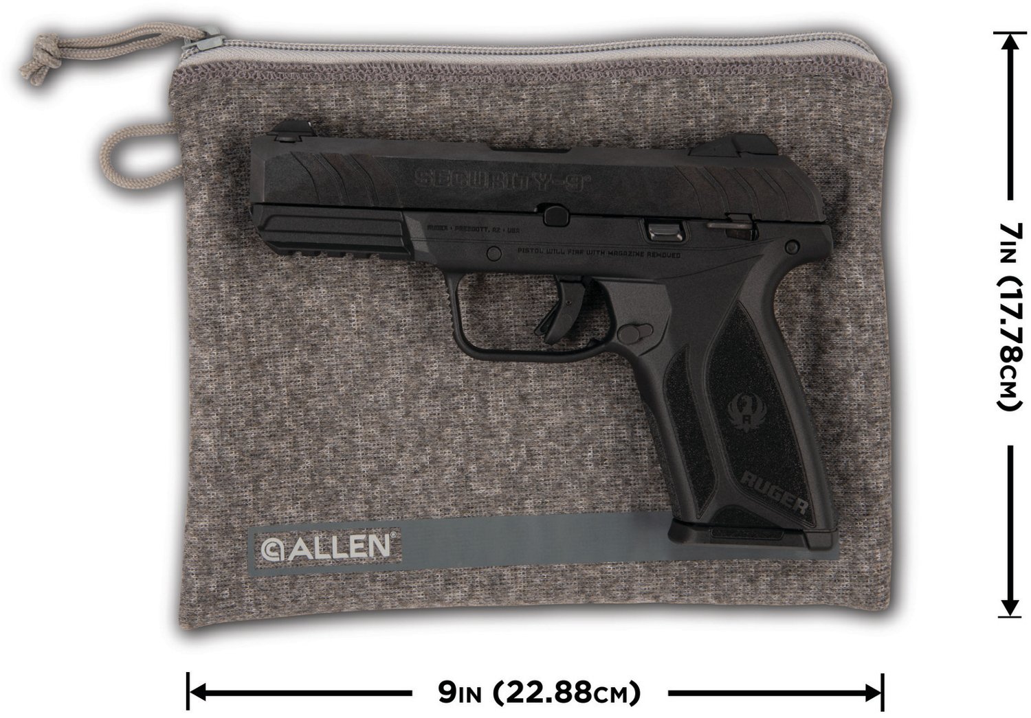 Allen Company Full-Size 7 in to 9 in Lockable Handgun Storage Pouch with Writeable ID Label - view number 3