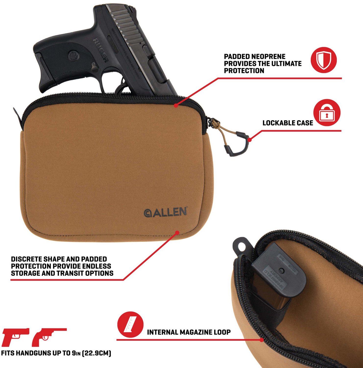 Allen Company Compact 7 in Handgun Neoprene Pistol Pouch - view number 3