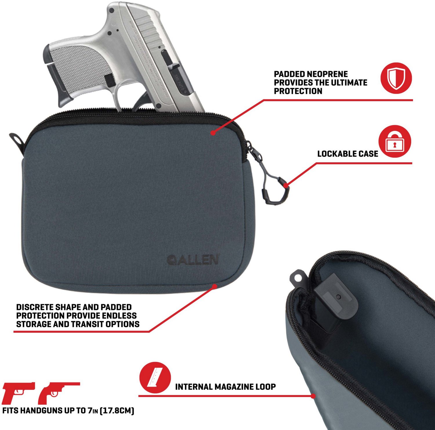 Allen Company Compact 7 in Handgun Neoprene Pistol Pouch - view number 3