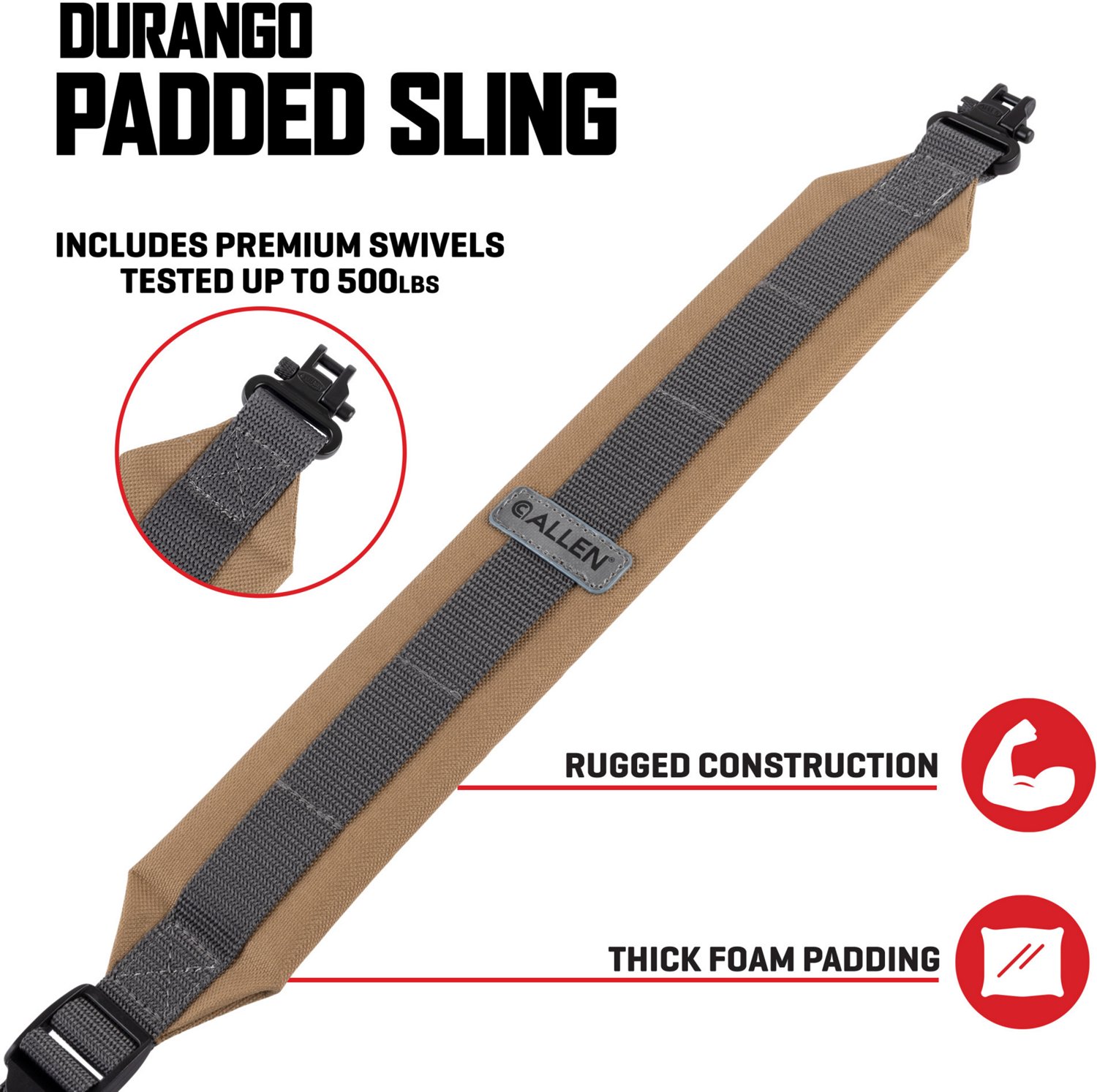 Allen Company 500 lb Capacity Durango Two-Point Padded Sling with Swivels - view number 3