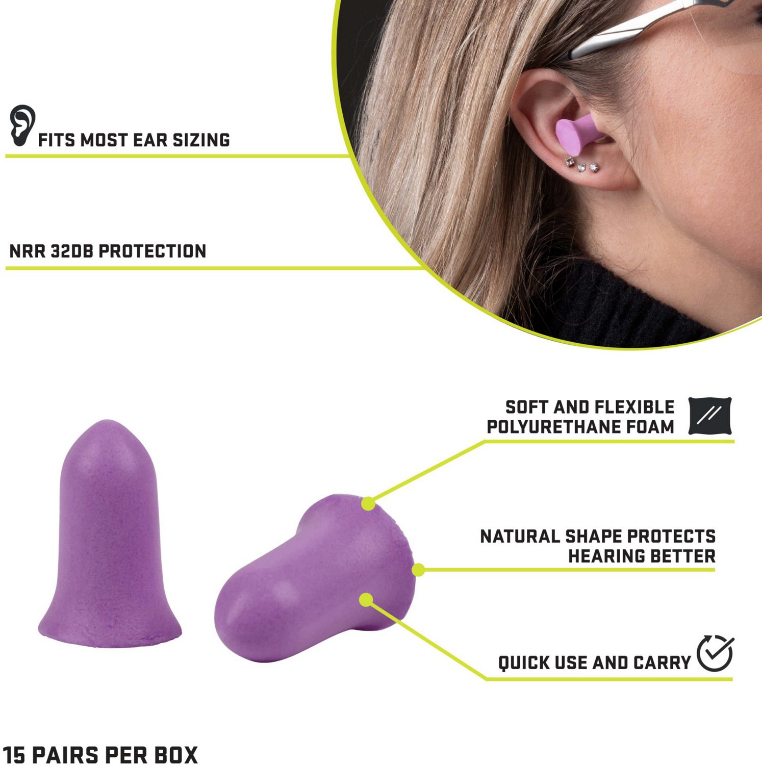 ULTRX Small Tapered Foam Ear Plugs 15 Pairs - view number 3