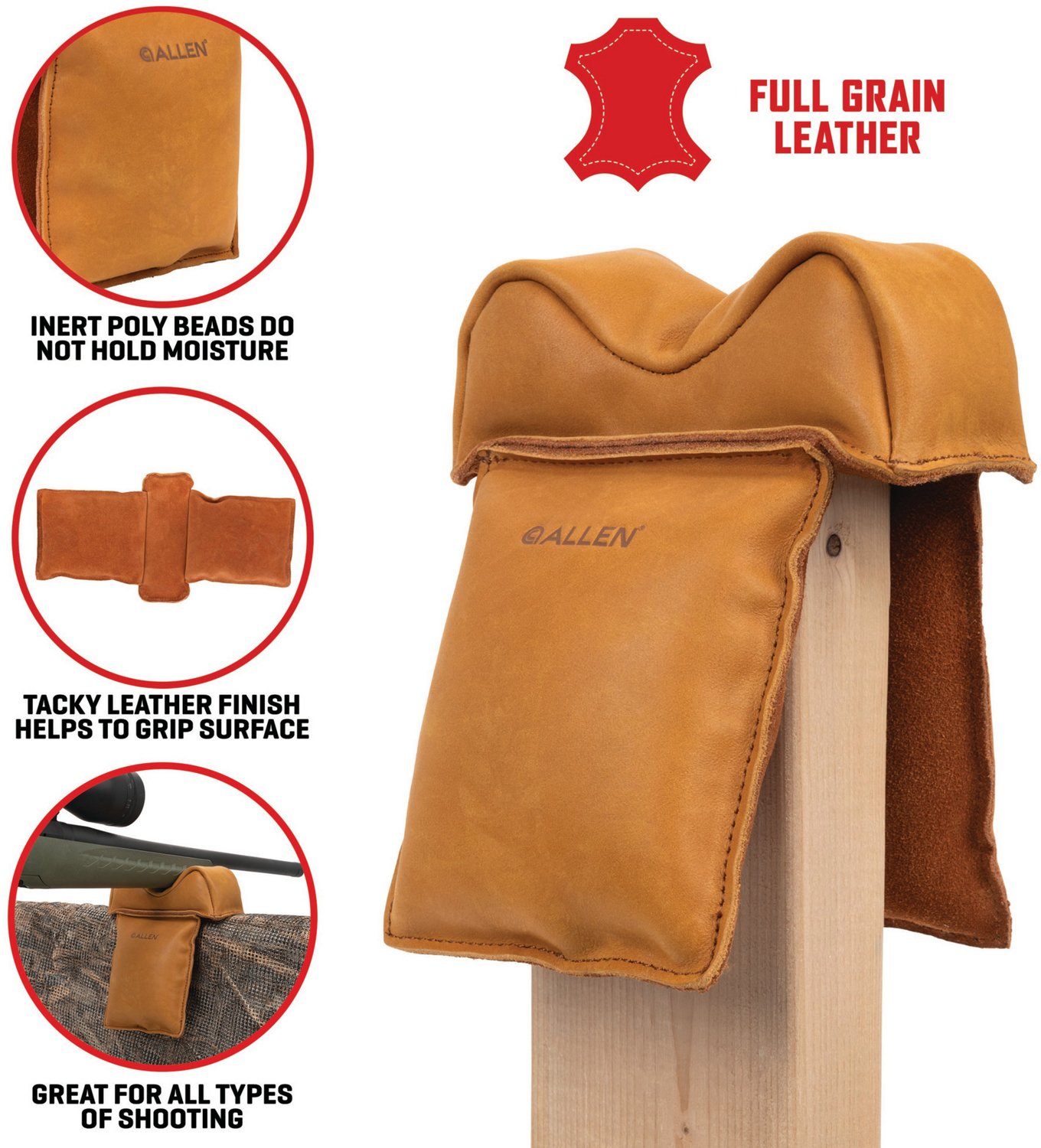 Allen Company Boulder Leather Window Mount Filled Shooting Rest - view number 3