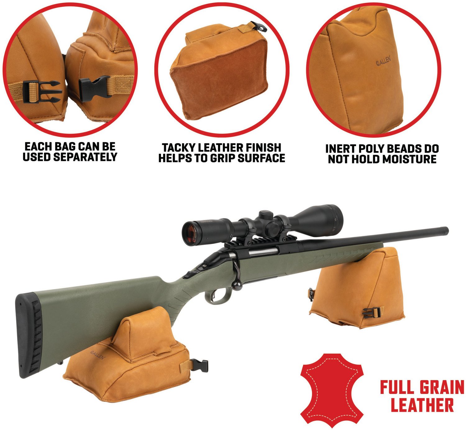Allen Company Longmont Leather Filled Front and Rear Shooting Rest Combo                                                         - view number 3