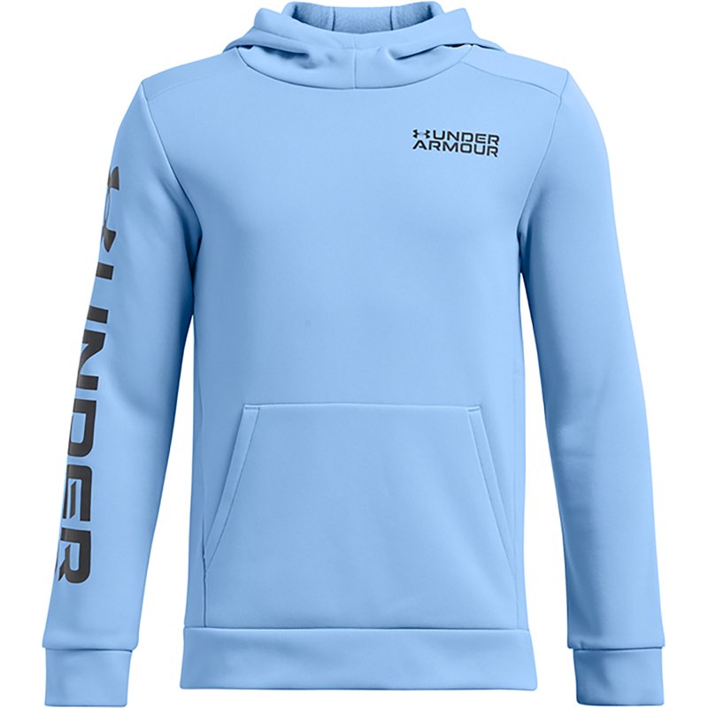 Under Armour Boys' Armour Fleece Wordmark Hoodie Horizon Blue/Black/White, X-Small - Boy's Fleece at Academy Sports