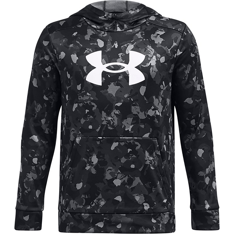 Under Armour Boys' Armour Fleece Big Logo All Over Print Hoodie Black/White, X-Large - Boy's Fleece at Academy Sports