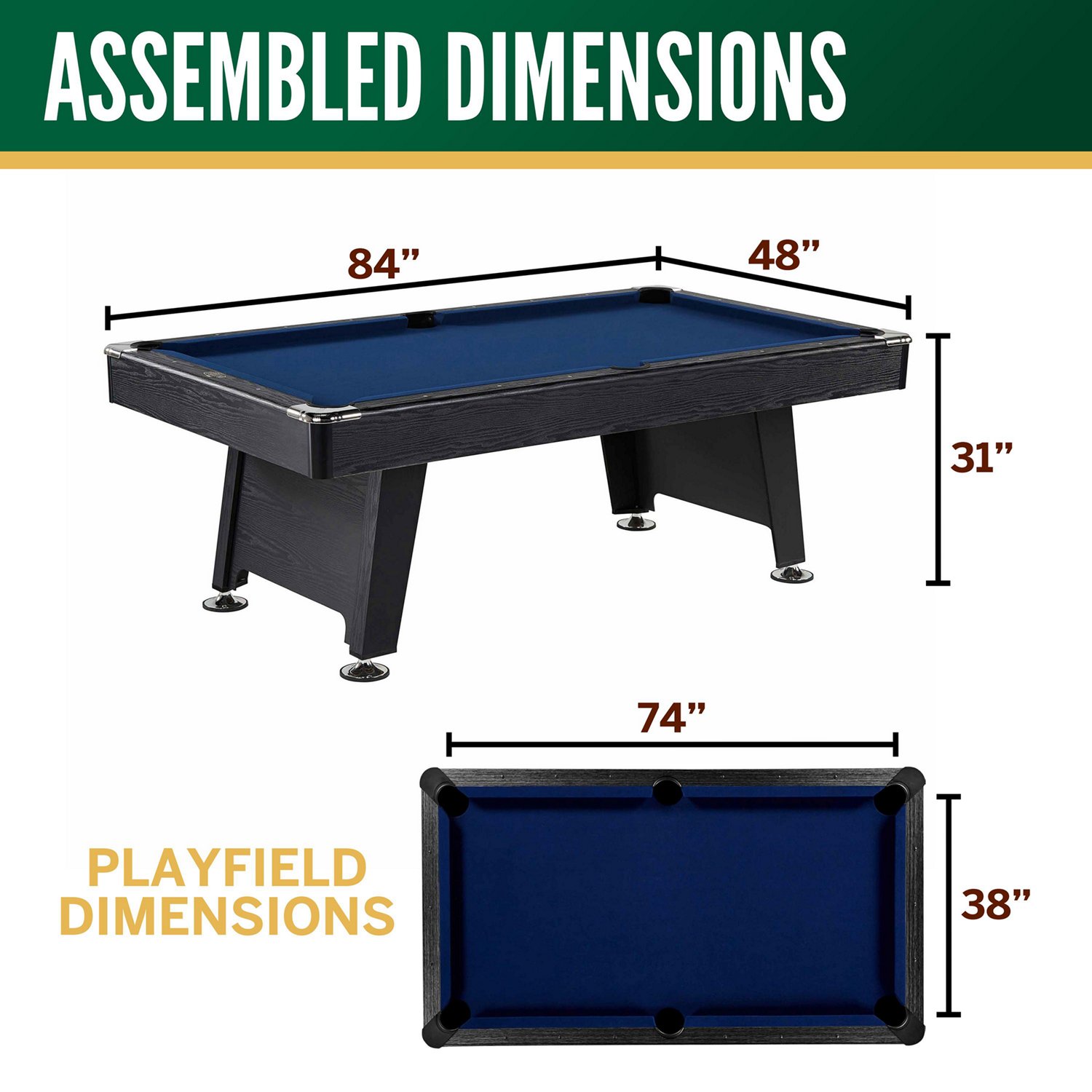MD Sports Thornton Modern Drop Pocket Pool Table                                                                                 - view number 2