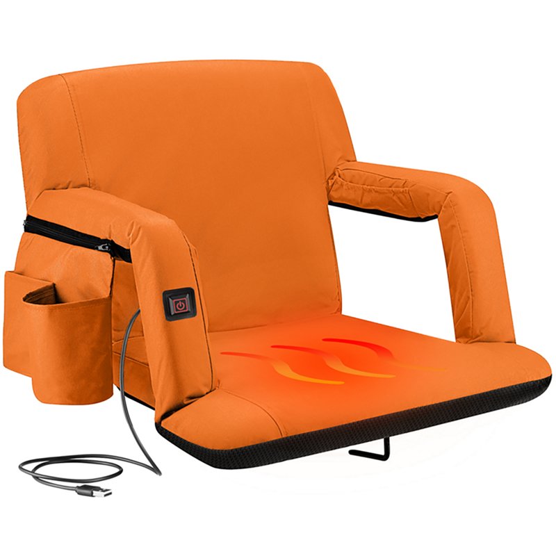 Alpcour Extra Wide Heated Reclining Stadium Seat Orange - Football Equipment at Academy Sports
