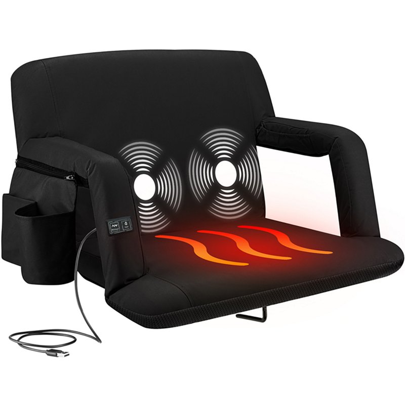 Alpcour Heated Massage Reclining Stadium Seat Black - Football Equipment at Academy Sports