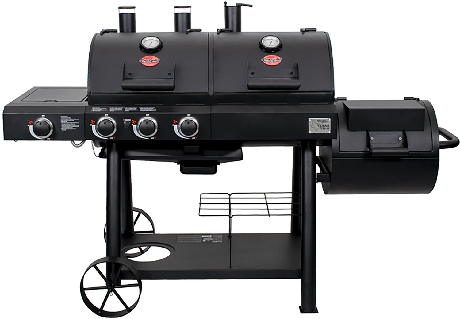 Char-Griller Texas Trio 3-Burner Gas and Charcoal Grill and Smoker