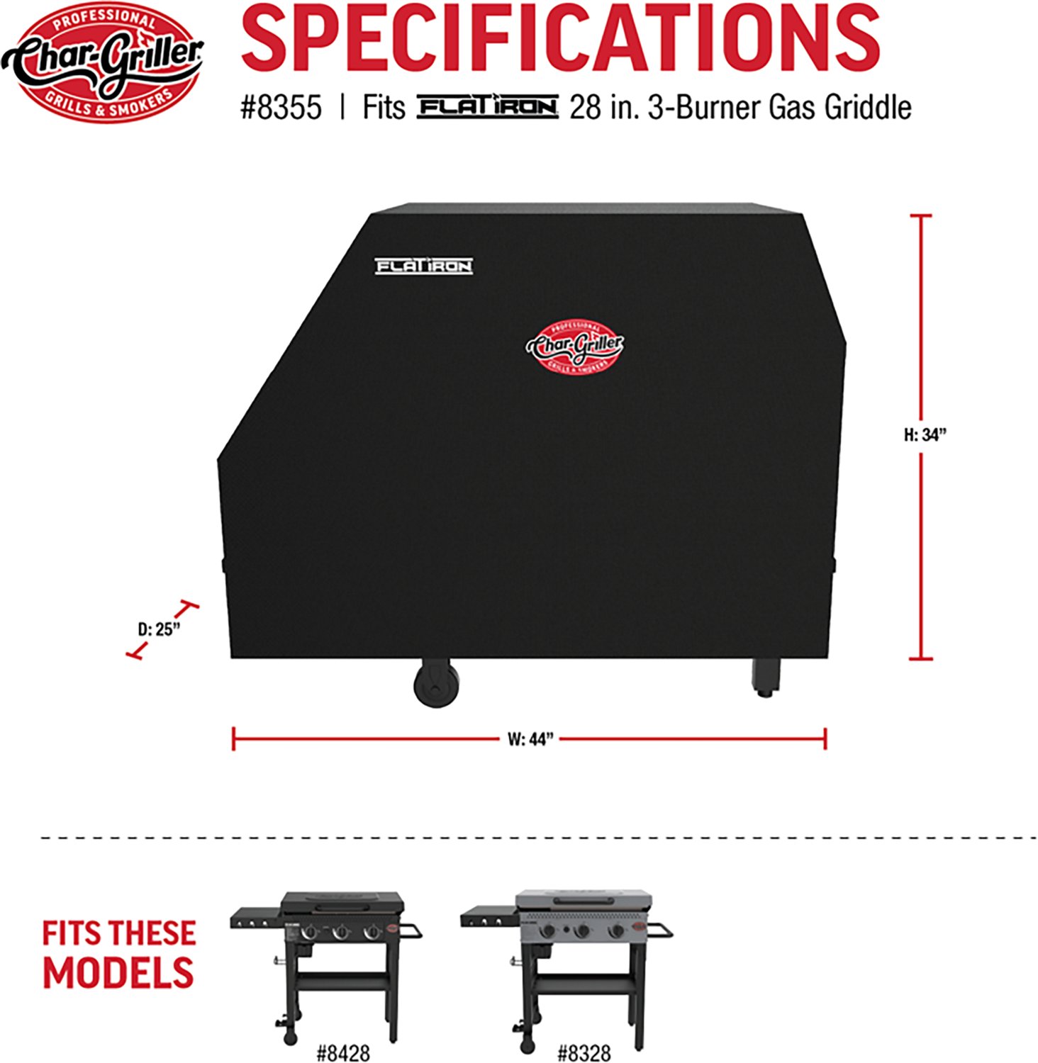 Char-Griller 3-Burner Flat Iron Gas Griddle Cover - view number 5
