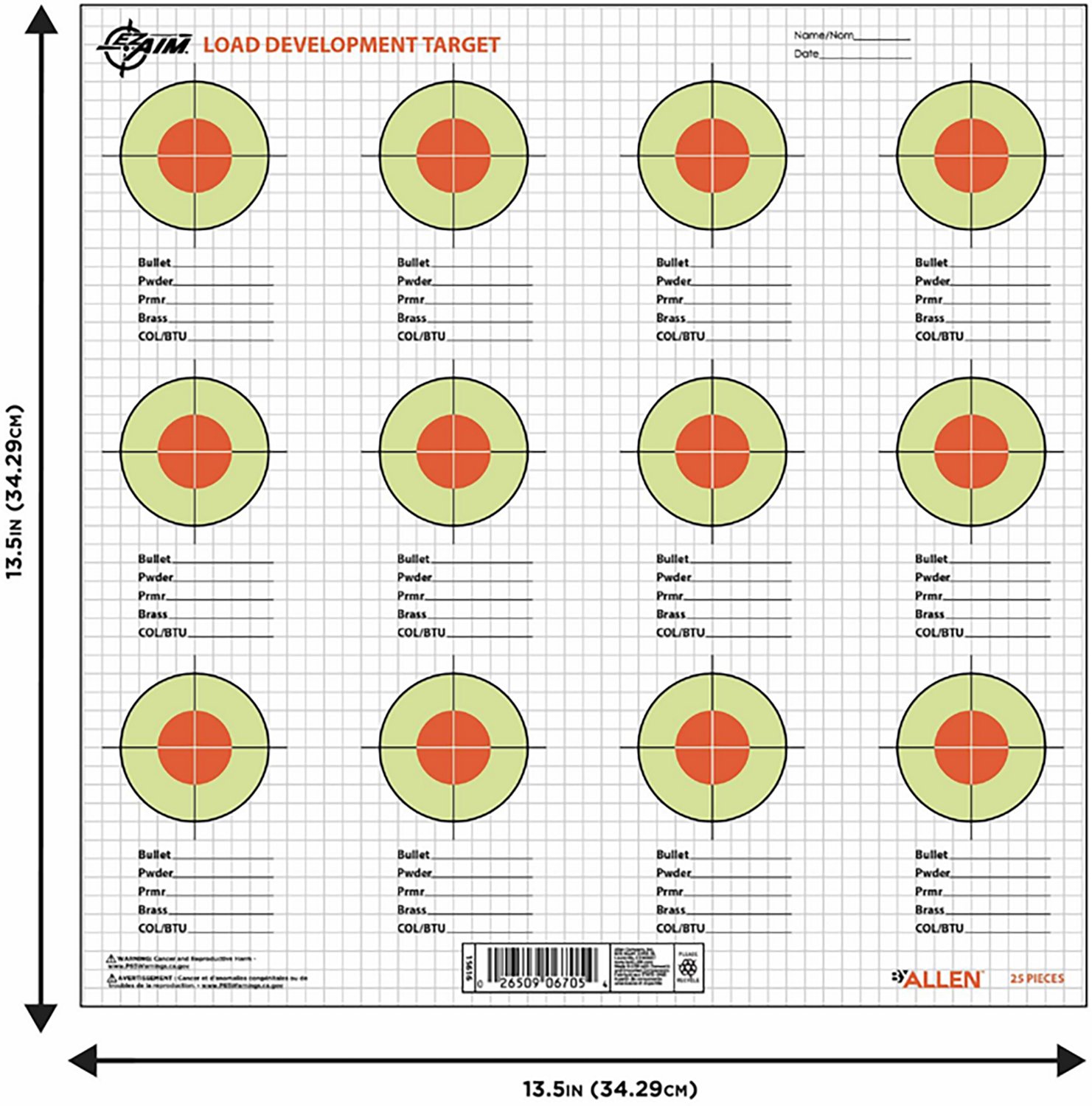 Allen Company EZ Load 13.5 in Square Load Development Paper Shooting Targets 25-Pack                                             - view number 2