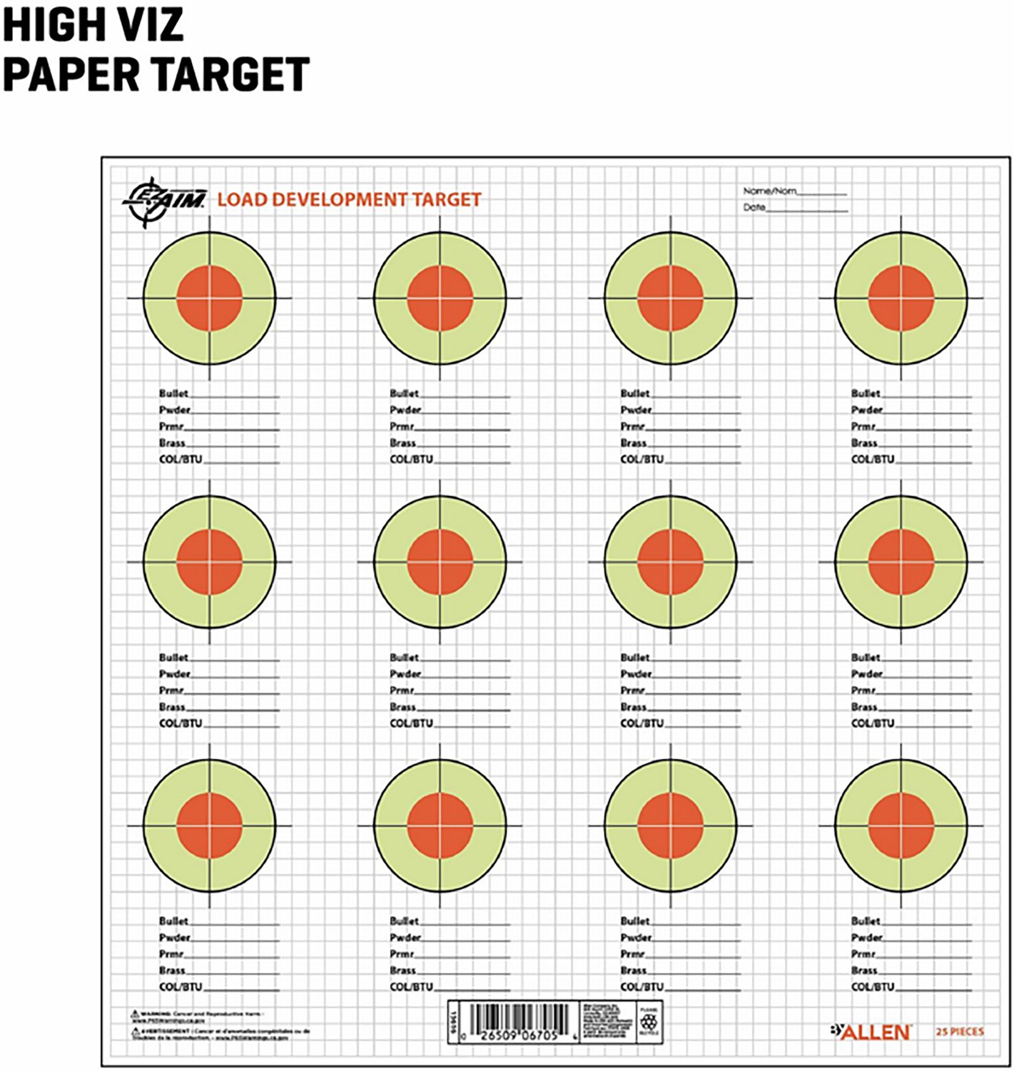 Allen Company EZ Load 13.5 in Square Load Development Paper Shooting Targets 25-Pack                                             - view number 5