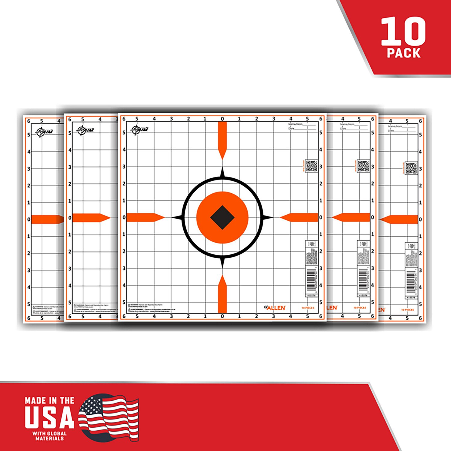 Allen Company EZ Aim Sight-in Grid Rigid Paper Shooting Targets 10-Pack                                                          - view number 3