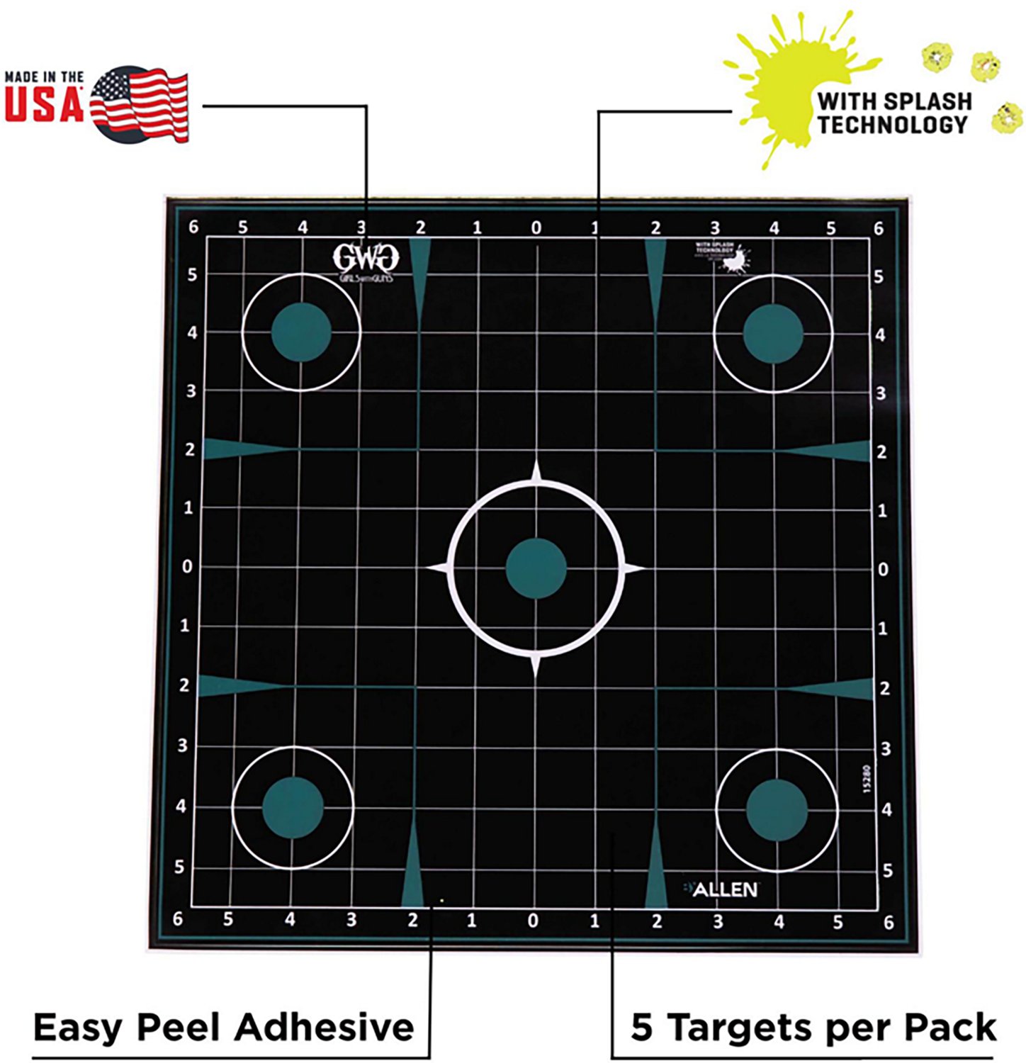 Girls With Guns 12 in W x 12 in H Adhesive Splash Reactive Paper Shooting Targets 5-Pack - view number 3