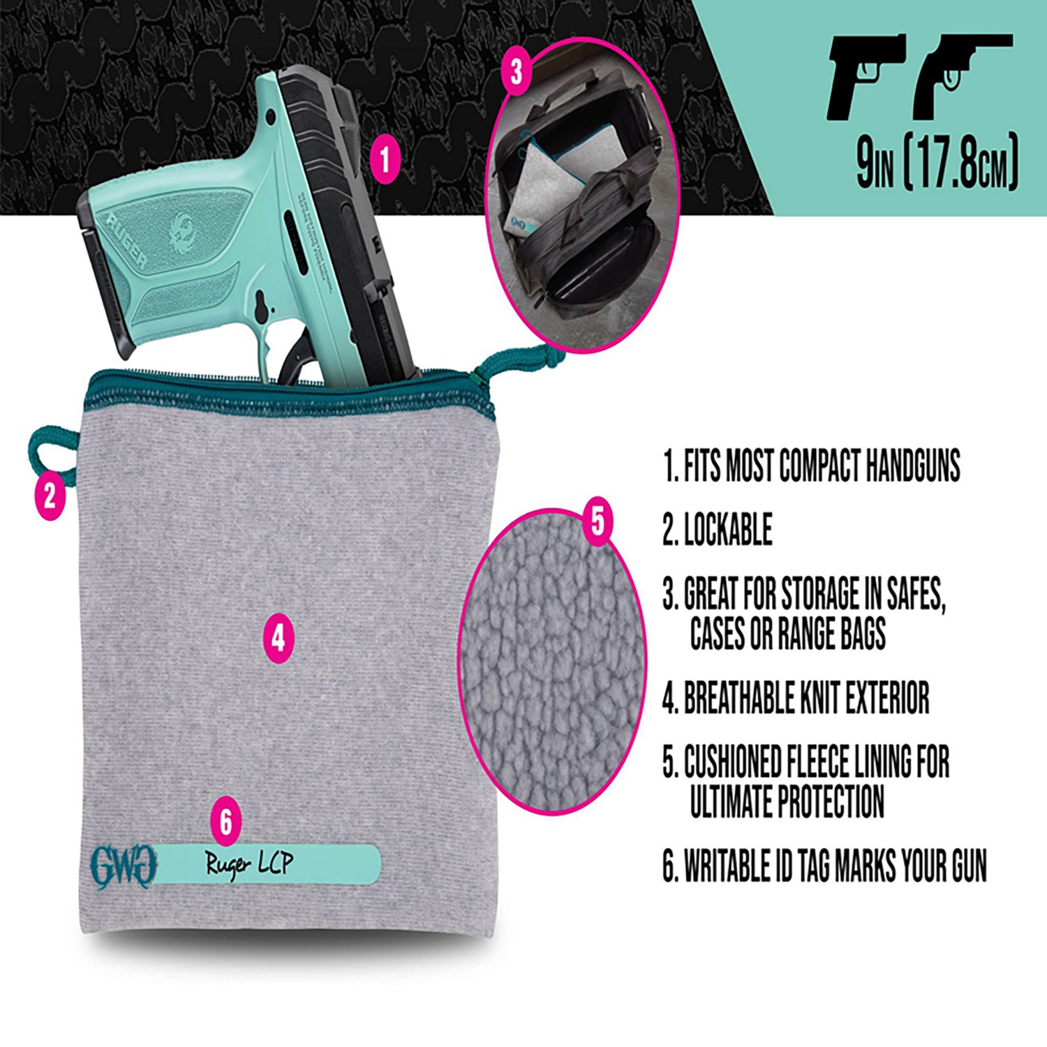 Girls With Guns Lockable Handgun Storage Pouch with Writable ID Label