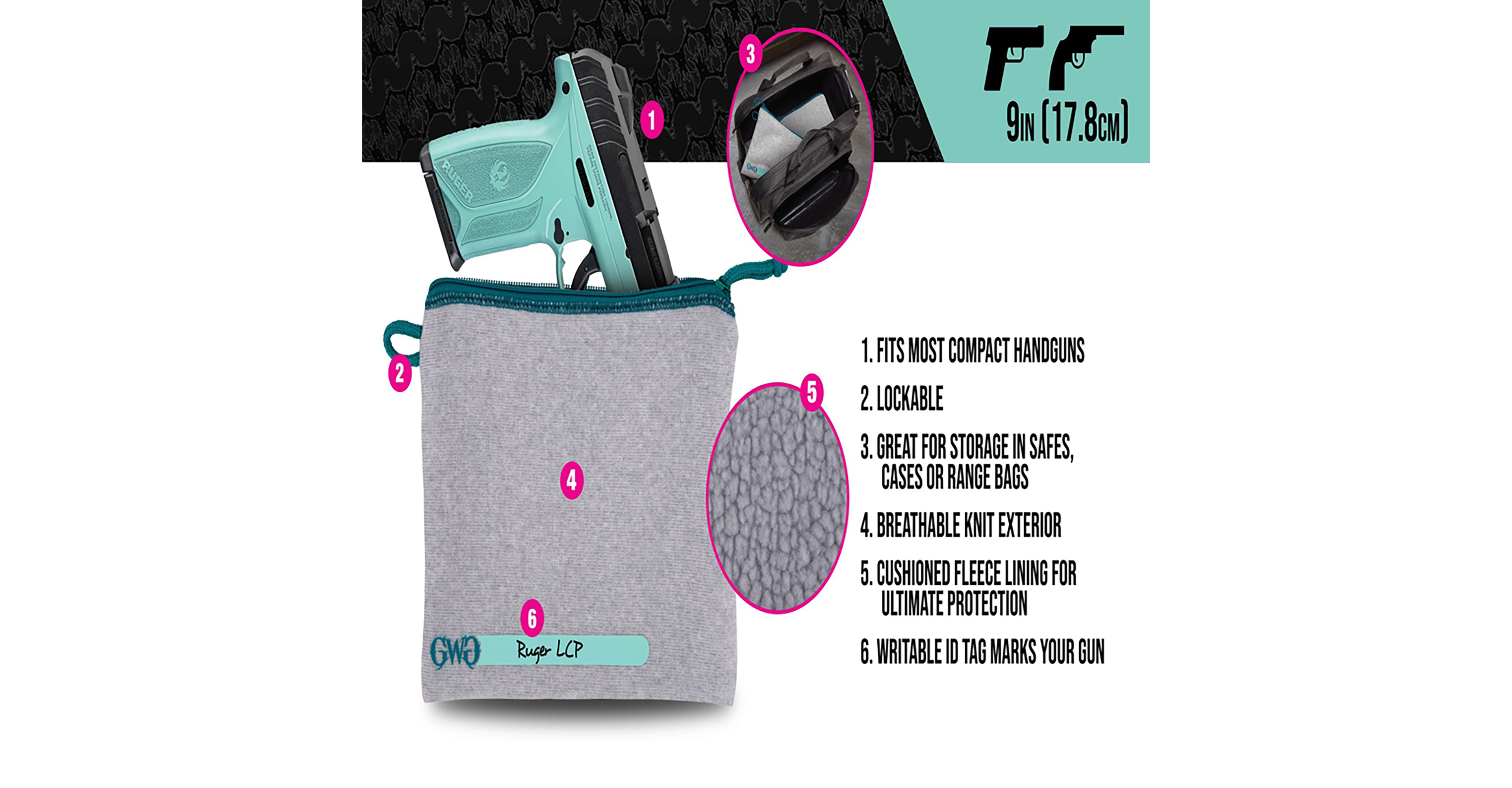 Girls With Guns Lockable Handgun Storage Pouch with Writable ID Label