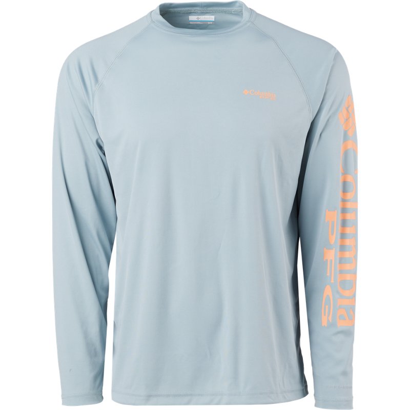 Columbia Sportswear Men's Terminal Tackle Long Sleeve T-Shirt Crushed Blue/Bright Nectar Logo, Medium - Men's Fishing Tops at Academy Sports